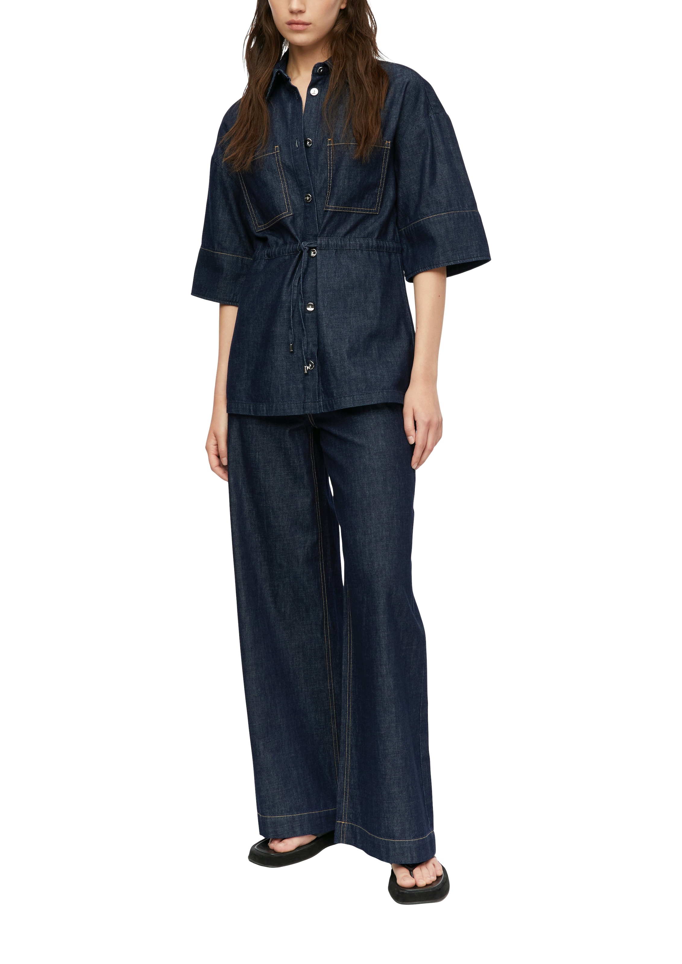 Comma Jeansbluse mit Bindegürtel