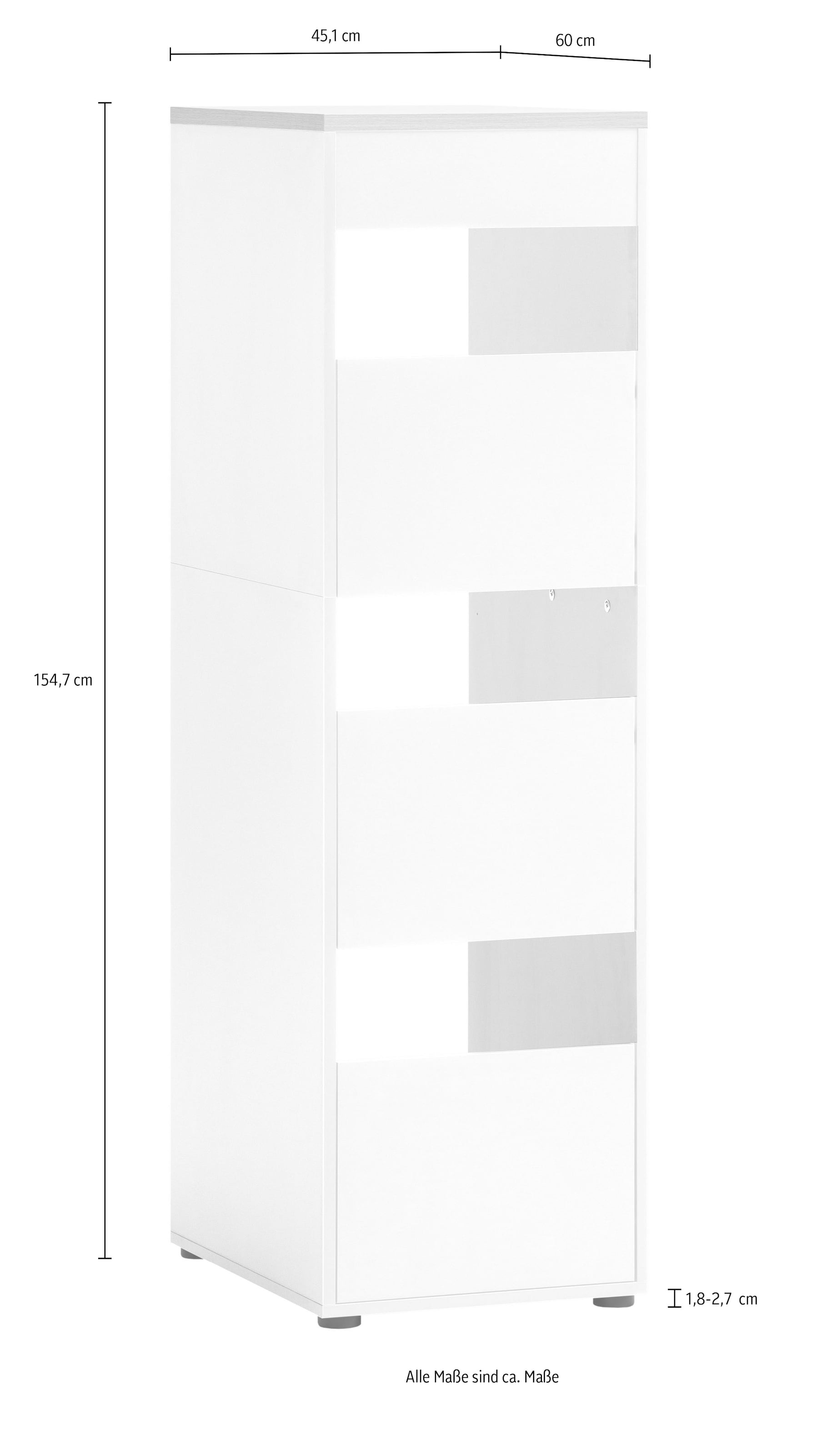 Schildmeyer Wäscheschrank »Solea, Breite 45 cm« Drei Wäscheschächte, Wechselbarer Türanschlag