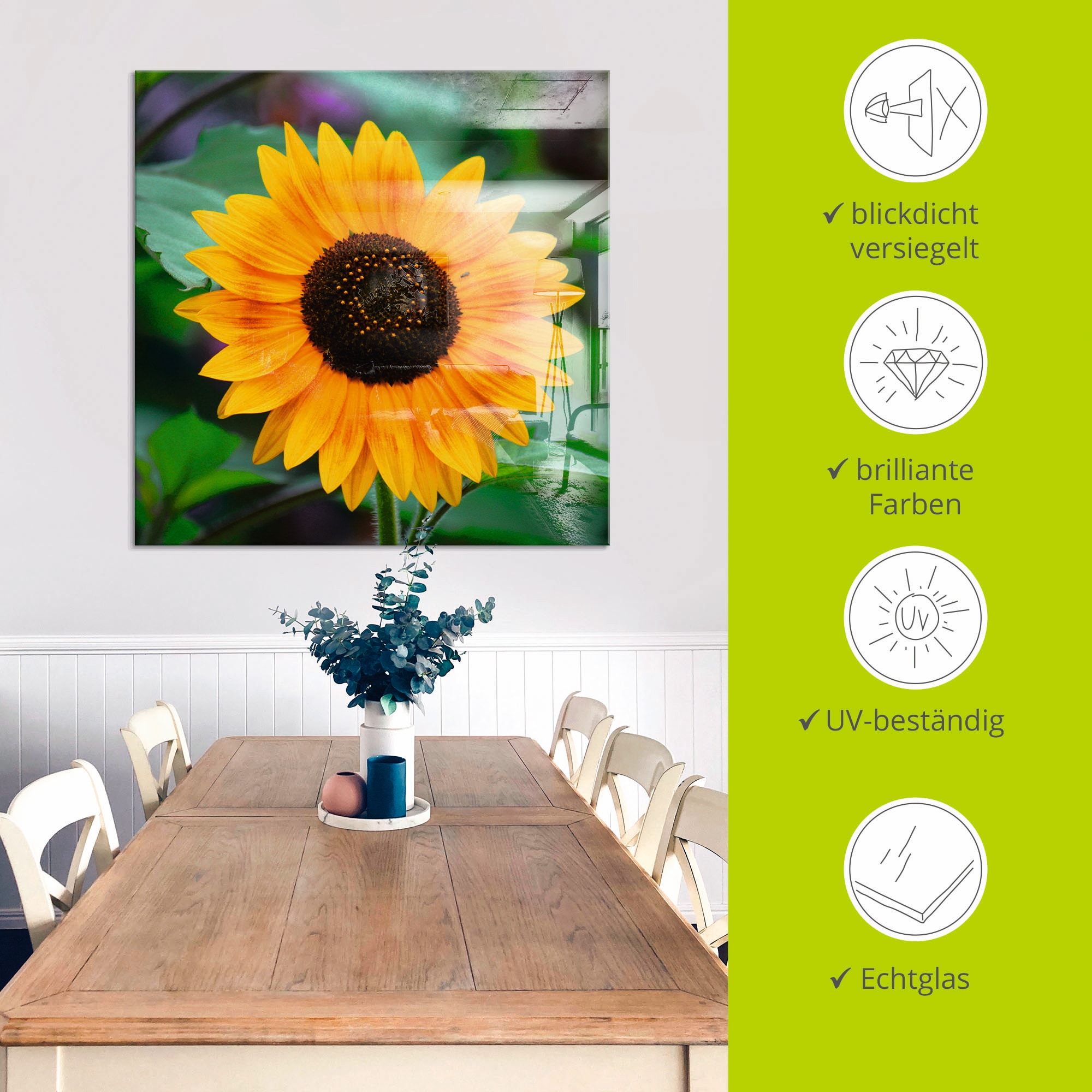 Artland Tableau en verre »Sonnenblume« 1 cuis tlg. in verschiedenen Grössen