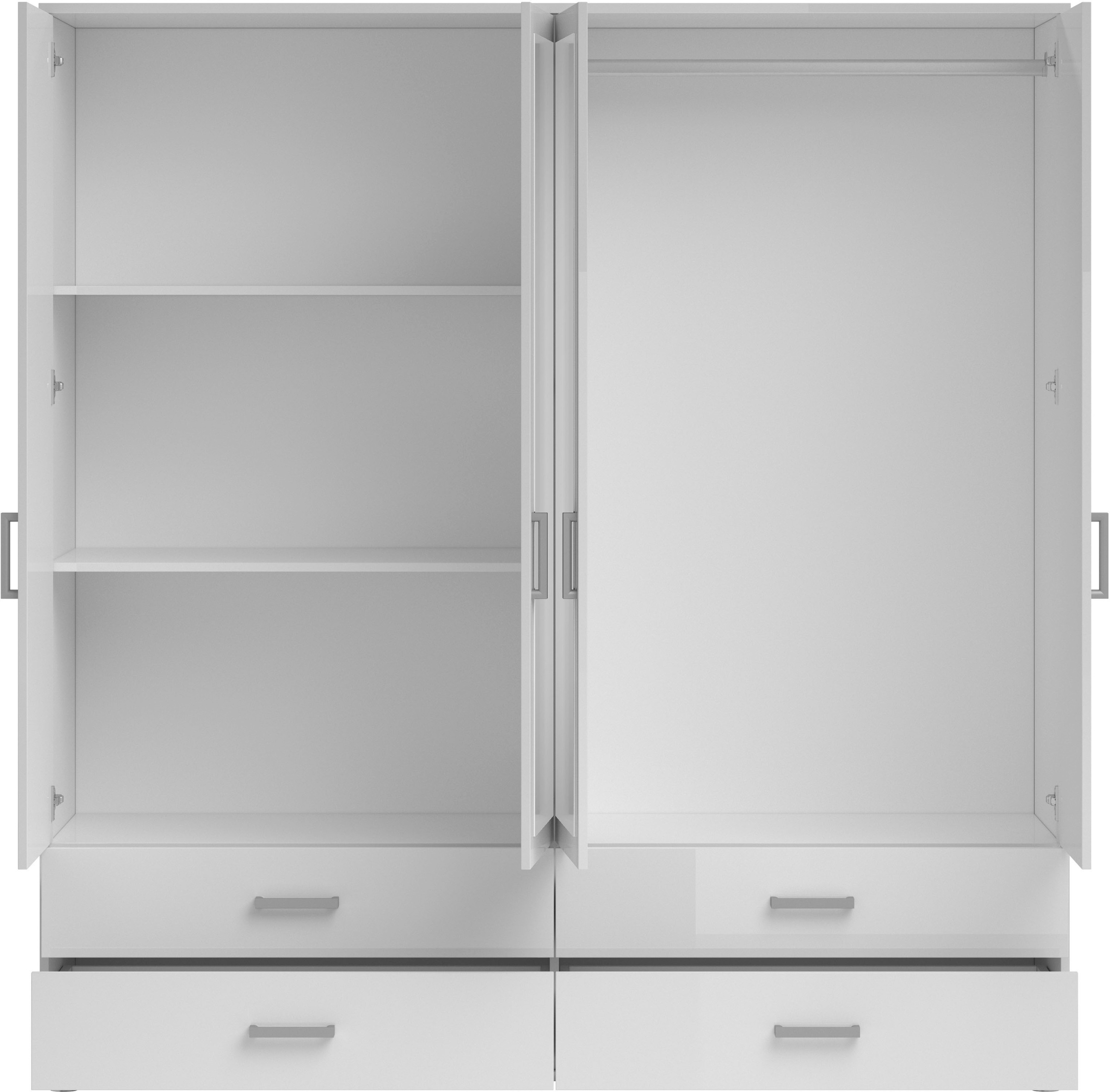 Schlafkontor Drehtürenschrank »Ivar Kleiderschrank mit Spiegel«, inklusive 2 Spiegeltüren und 2 farblich abgesetzten Schubkästen