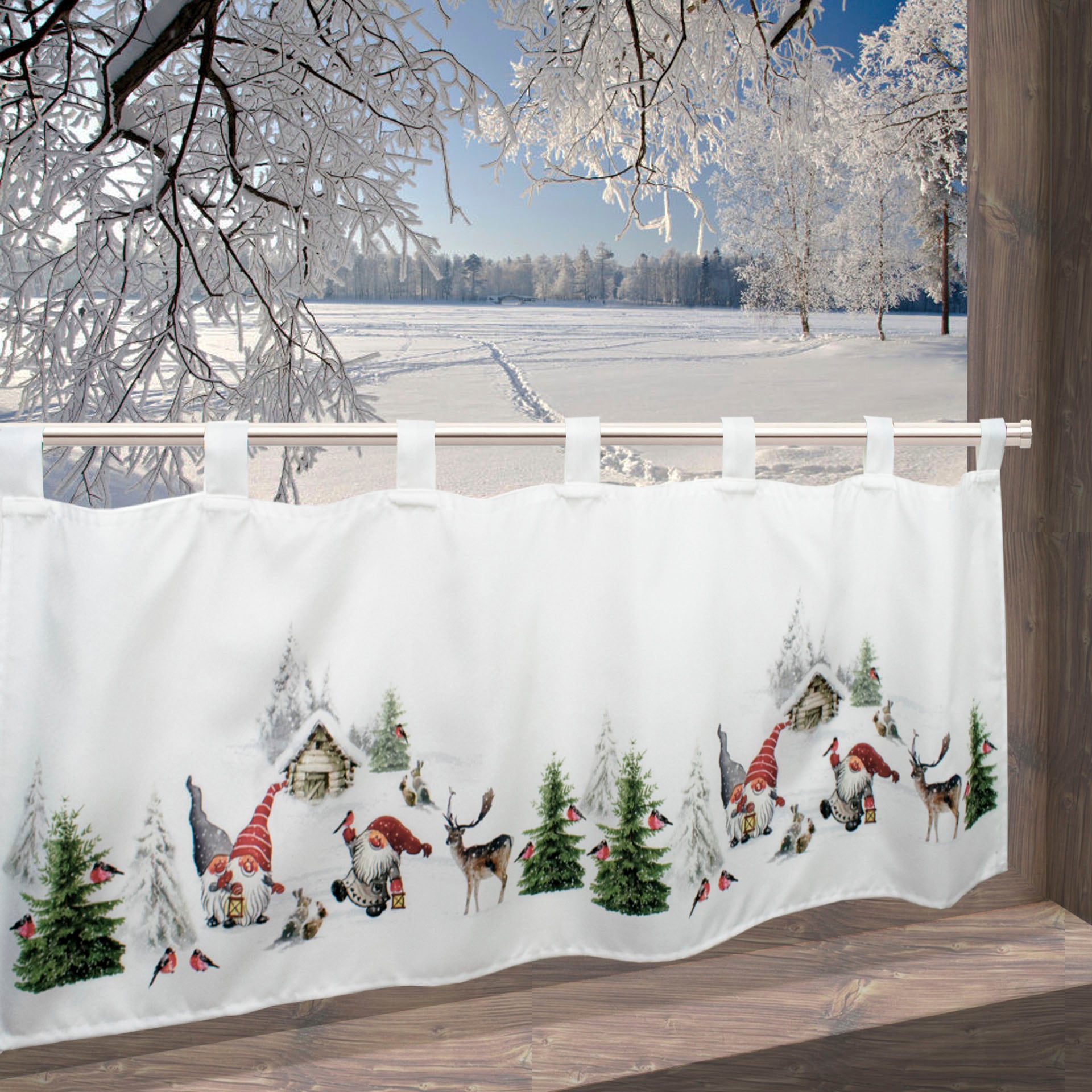 Delindo Lifestyle für »Winterstimmung«, die Scheibengardine Küche kaufen (1 St.), Schlaufenaufhängung, mit bequem