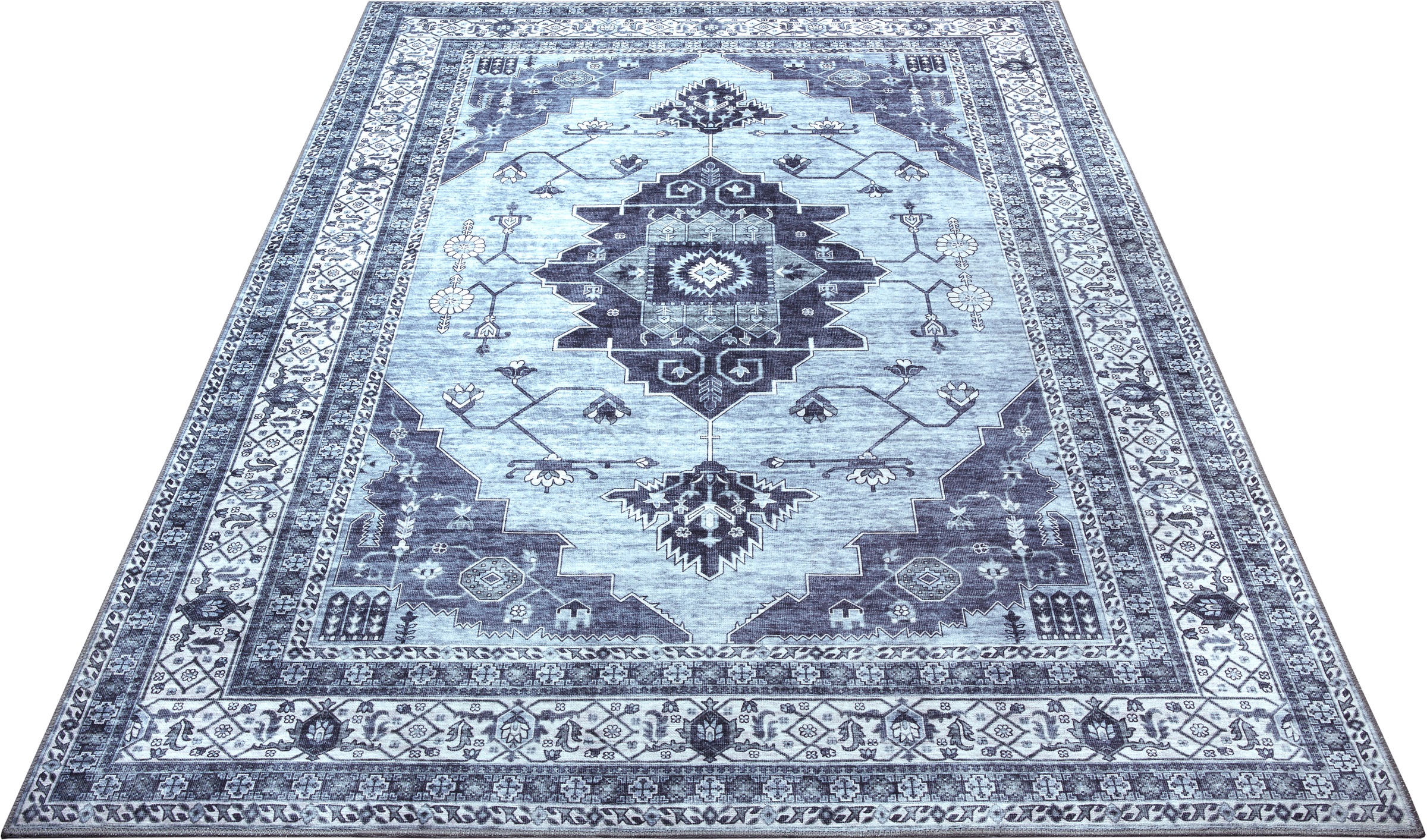 Image of ELLE DECORATION Designteppich »Heriz Kahar«, rechteckig, 7 mm Höhe, Orient Optik, Vintage Design, Wohnzimmer, Schlafzimmer, Robust, Pflegeleicht, gekettelt, kräftige Farben bei Ackermann Versand Schweiz