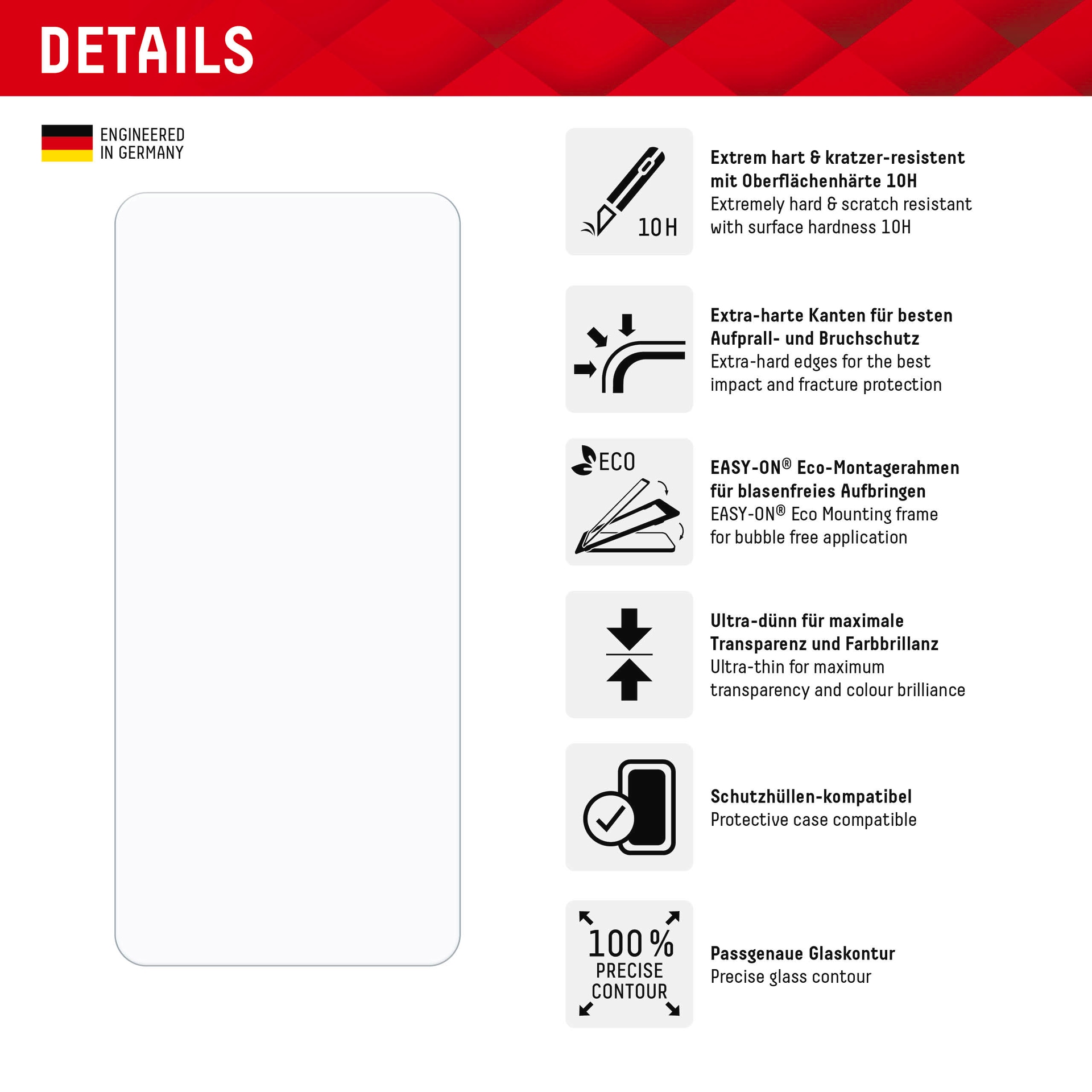 Displex Displayschutzglas »Real Glass«, für Xiaomi Redmi Note 13 5G-Xiaomi Redmi Note 13 Pro 5G, (1 St.), Bildschirmschutz, Displayschutzfolie,Einfach anbringen,kratz-&stossfest
