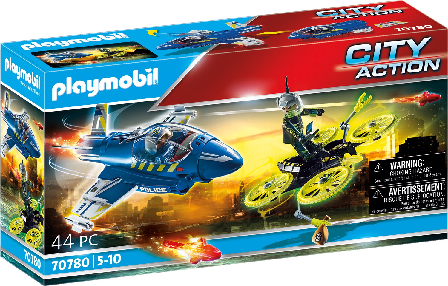 Image of Playmobil® Konstruktions-Spielset »Polizei-Jet: Drohnen-Verfolgung (70780), City Action«, (44 St.), Made in Germany bei Ackermann Versand Schweiz