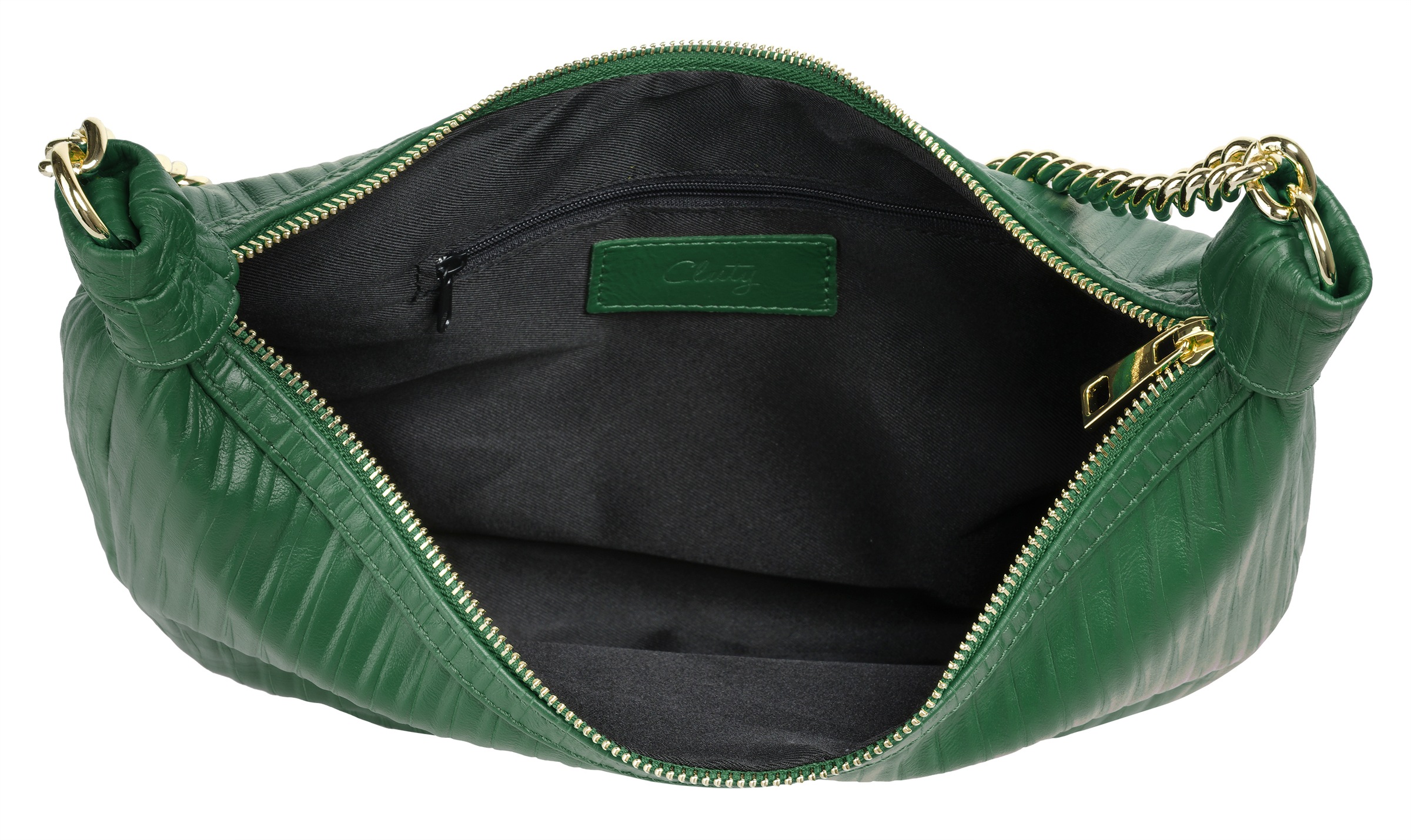 Cluty Umhängetasche, echt Leder, Made in Italy