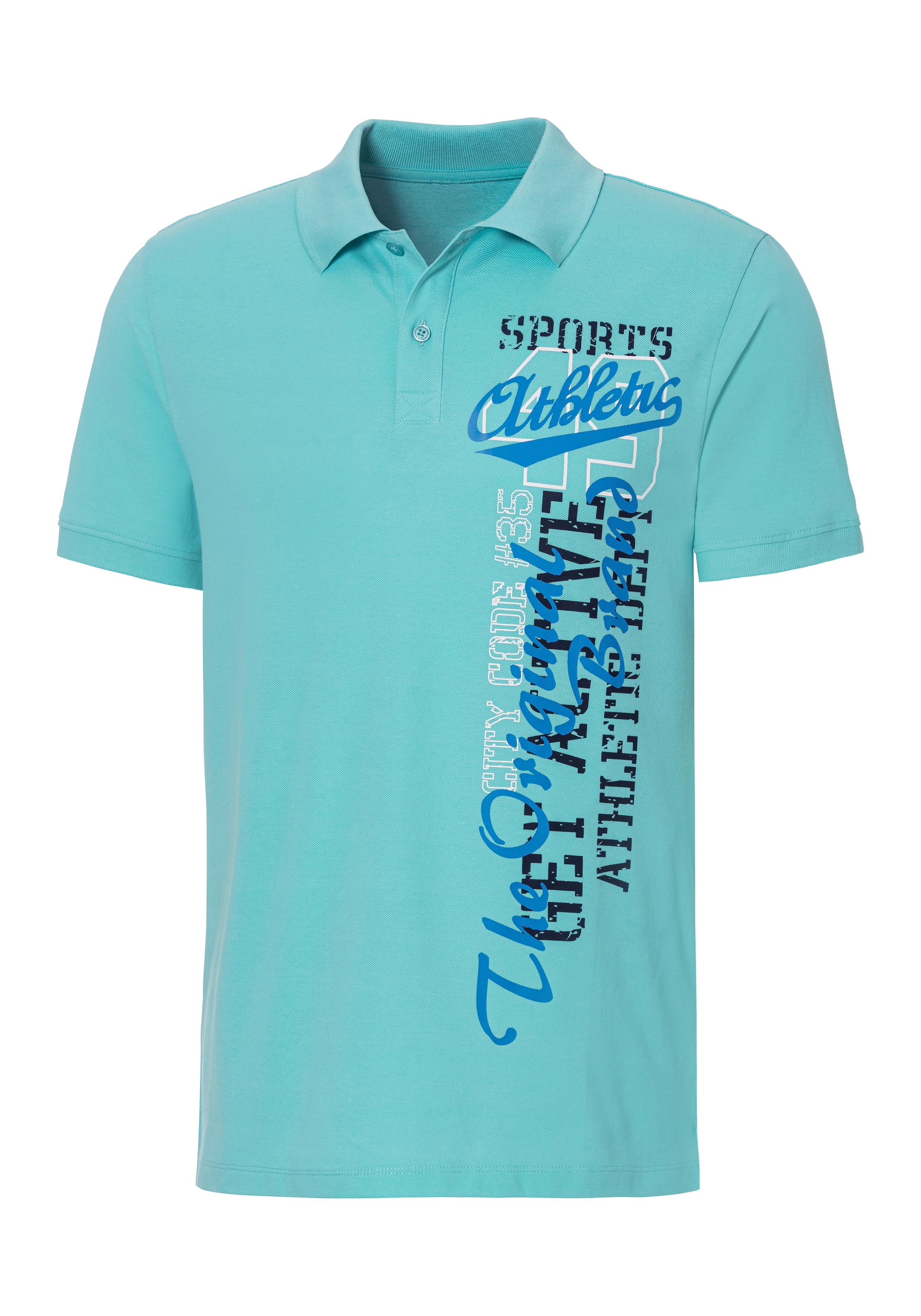John Devin Poloshirt, mit grossem Druck vorn aus Baumwoll-Piqué