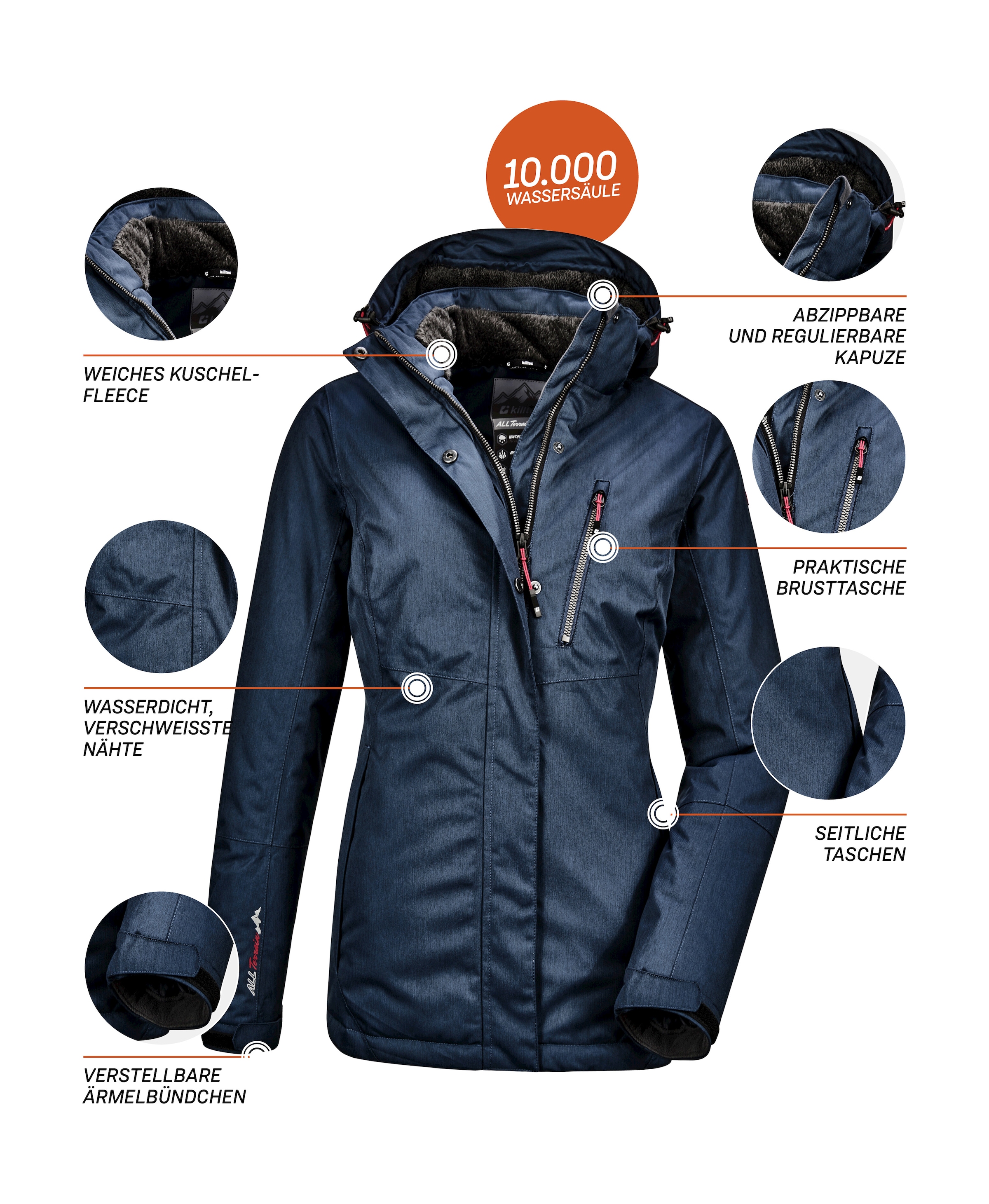 Killtec Outdoorjacke »Nira« Wasser- und winddichte Jacke, atmungsaktiv, abnehmbare Kapuze