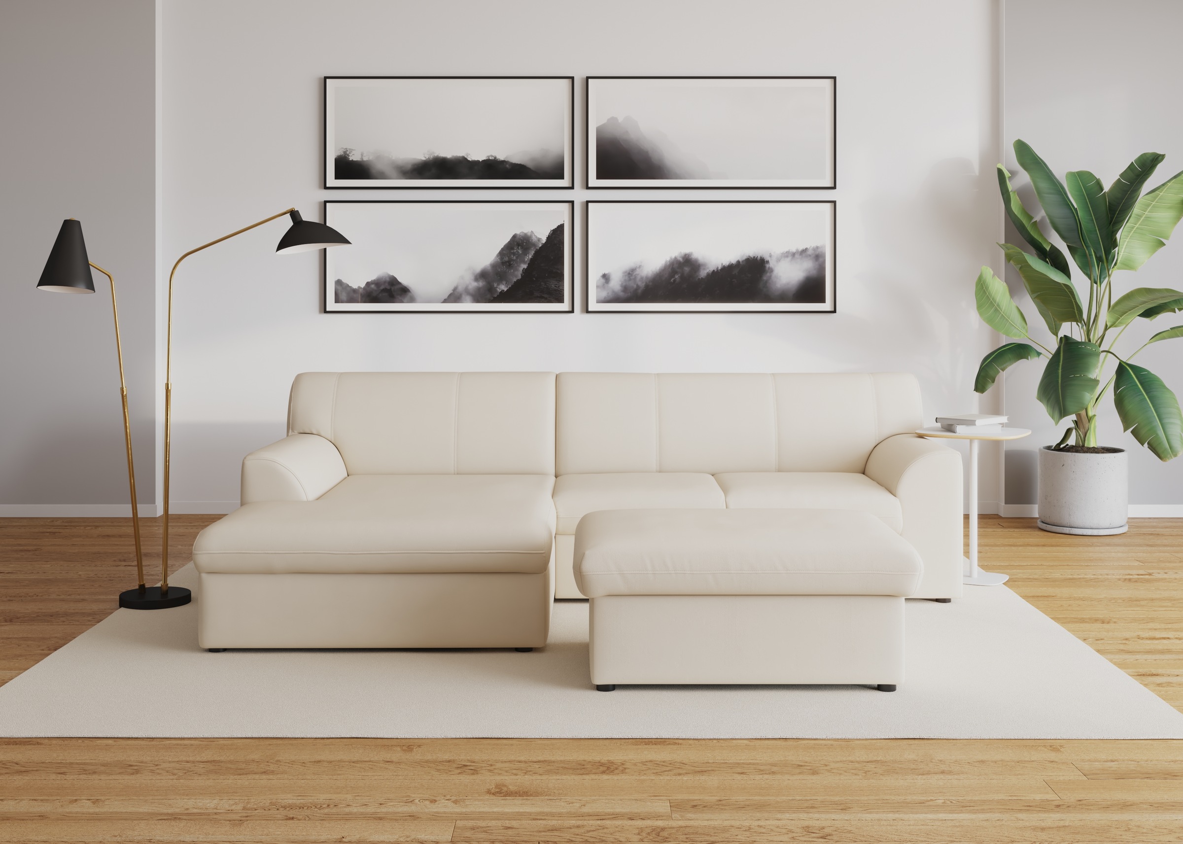 DOMO collection Ecksofa »Topper, elegant und zeitlos, kompaktes Stellmass 245/155cm, L-Form«, mit Recamiere, wahlweise mit Schlaffunktion