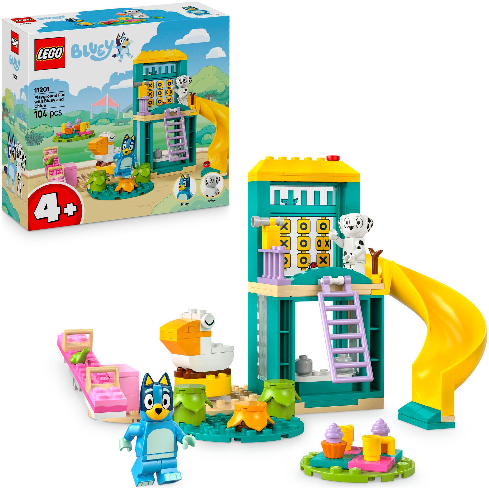 Image of LEGO Konstruktionsspielsteine "Bluey und Chloe auf dem Spielplatz (11201), LEGO Bluey" Made in Europe