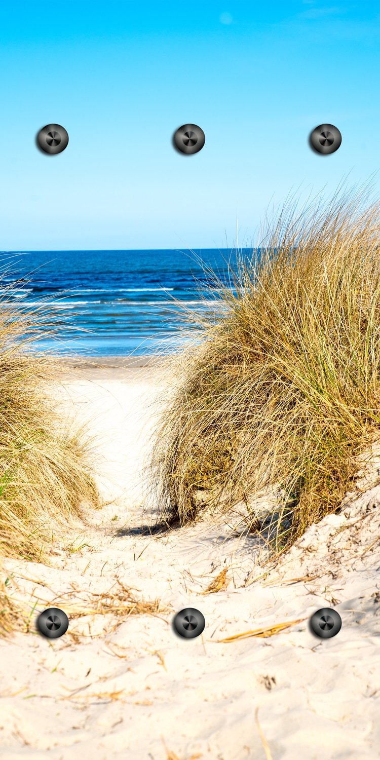 Image of queence Wandgarderobe "Strand auf Rügen" 1 Stk. tlg. Wandpaneel aus Acrylglas inkl. 6 Edelstahlhaken in schwarz matt