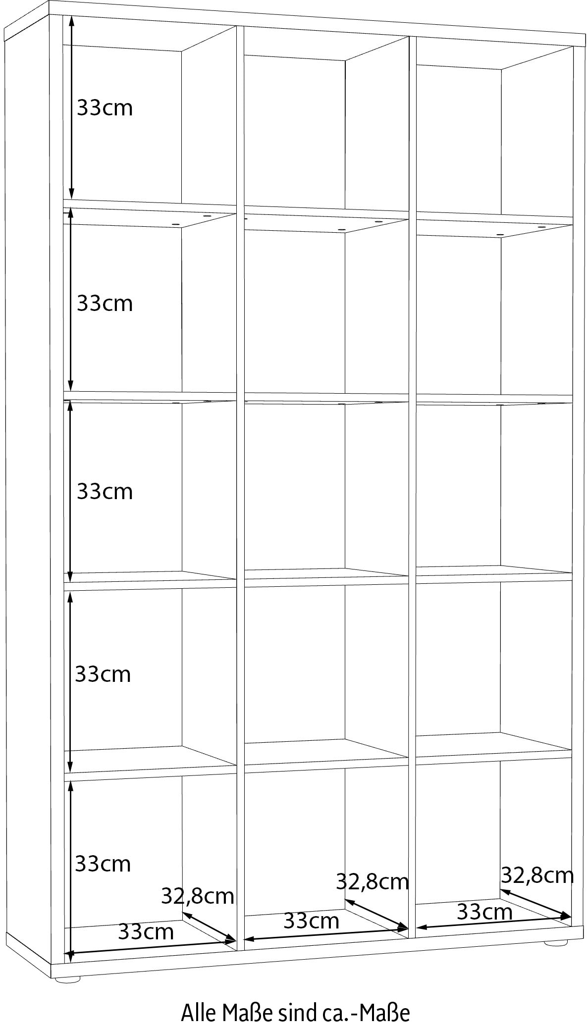 FORTE Standregal »Mauro, Raumteiler, sorgt für Stil und Ordnung« B/H/T ca: 107/176/ 32cm,  5 Fächer, Jedes Fach ist bis zu 5 kg belastbar, Fachgrösse 33x33cm