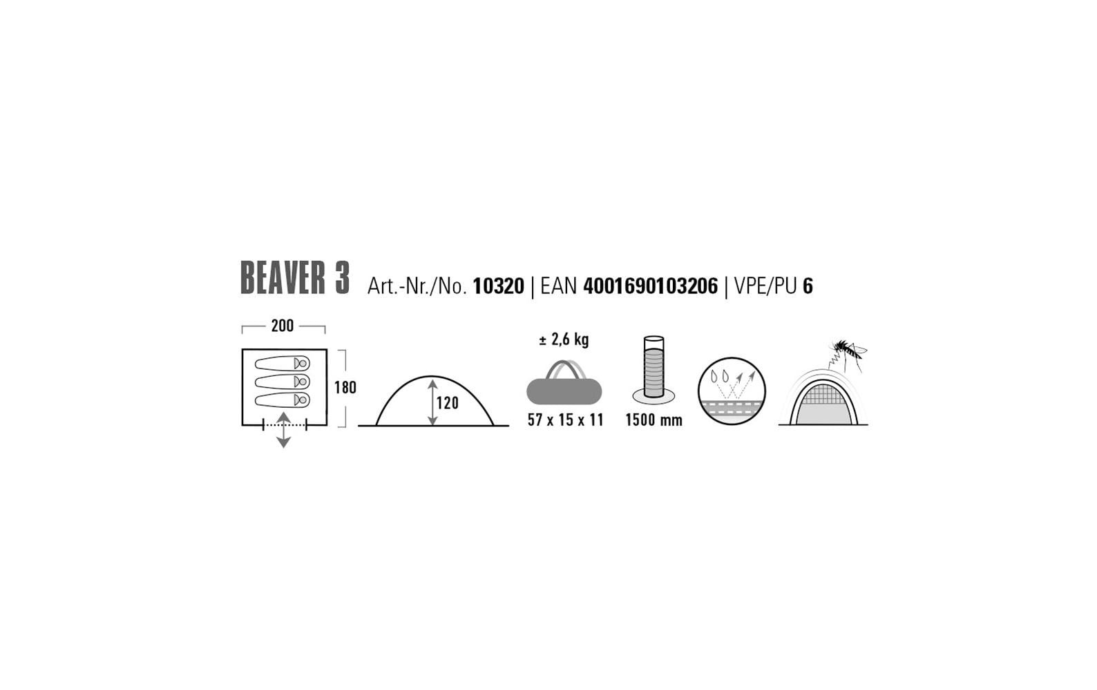 High Peak Tente dôme »Beaver 3« 3 Personen