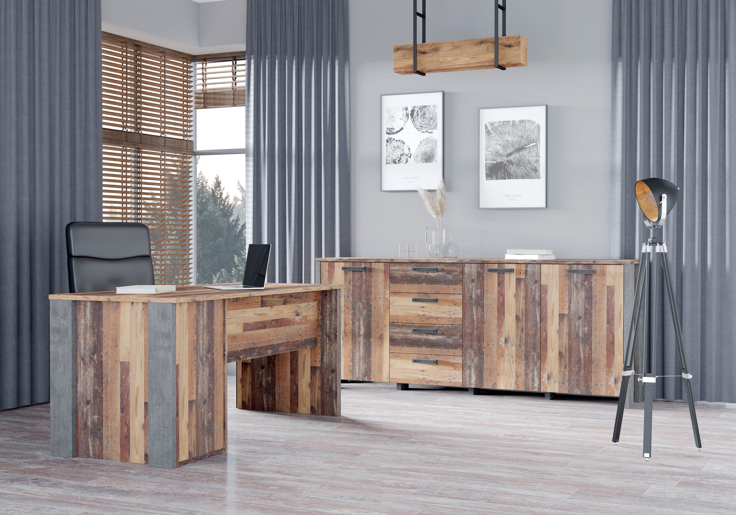 FORTE Schreibtisch »Clif« Computertisch mit Schubladen, Industriedesign, Breite 160 cm