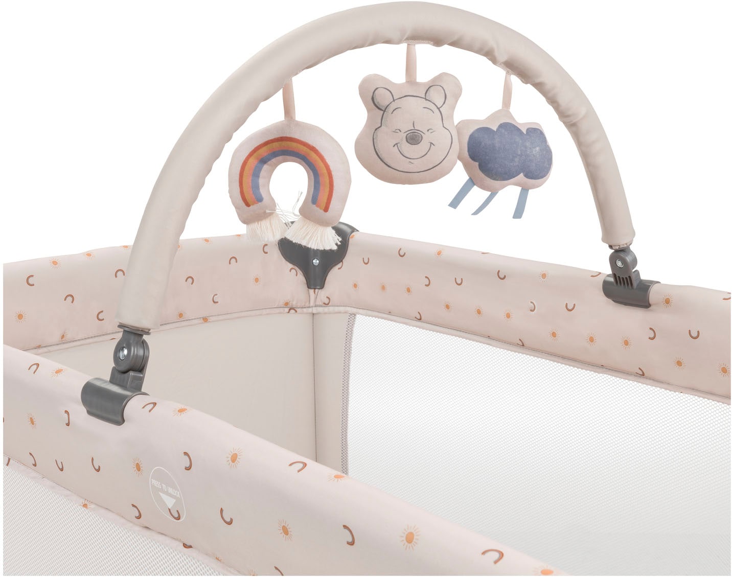 Hauck Lit de voyage pour bébé »Dream N Play Go, Pooh Rainbow, beige« inkl. Transporttasche
