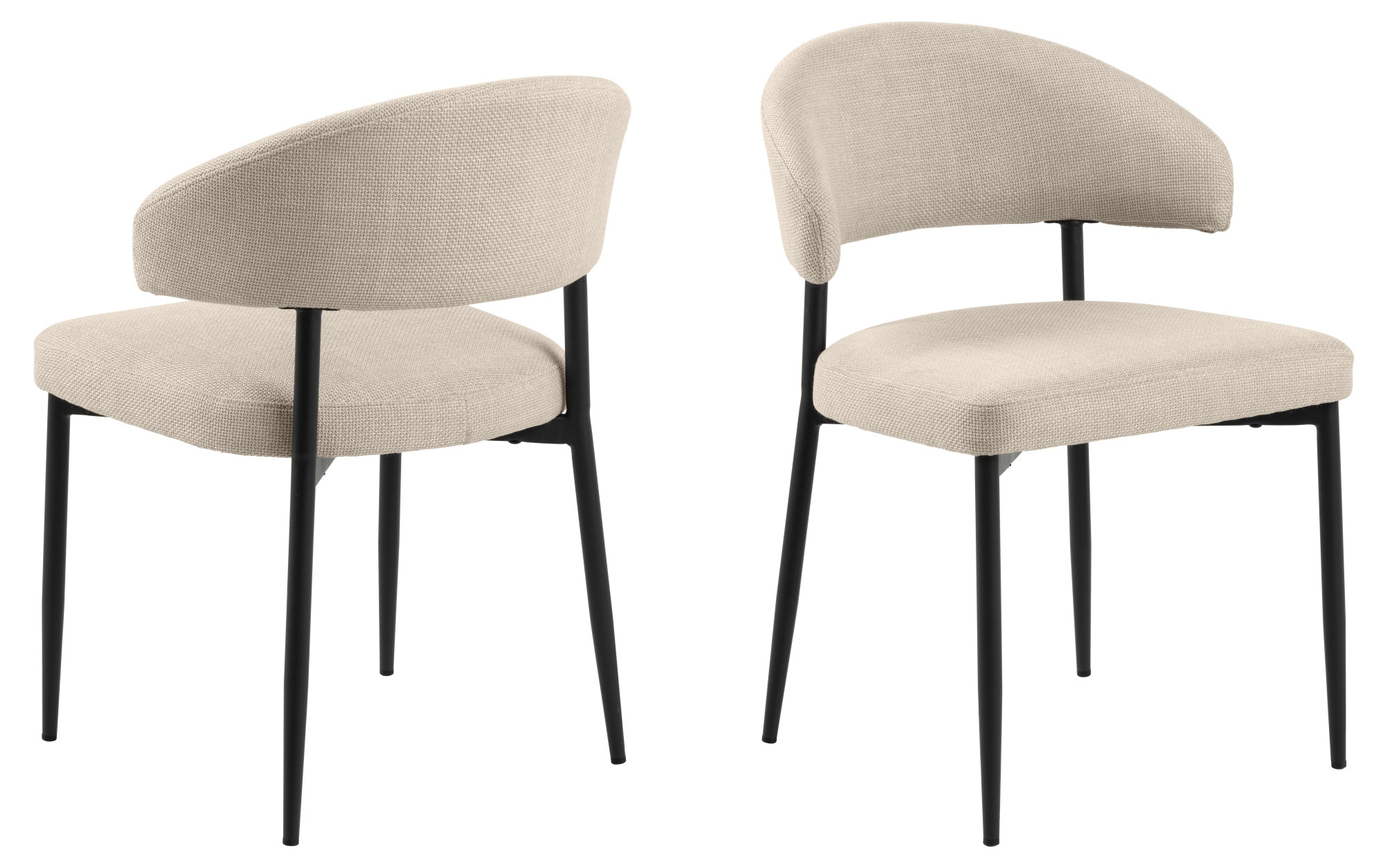 ACTONA GROUP Esszimmerstuhl »Edina 2er Set, Stoff - bequem & stilvoll, mehrere Farben, moderne« () Gepolstert, weicher Bezug & hoher Sitzkomfort, schwarze Stahlbeine