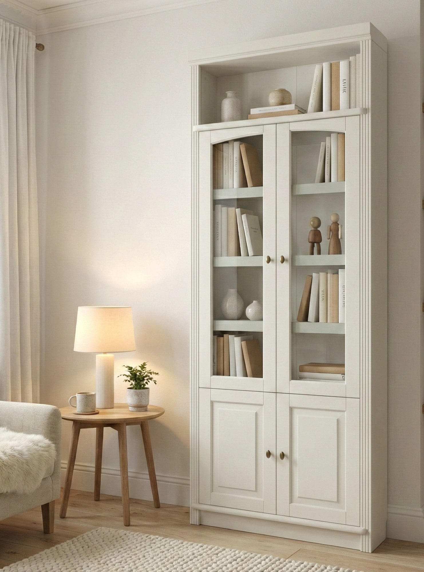 GOODproduct Vitrines »Soeren Regal mit 2 Glastüren und 2 Holztüren, B/TH: 80/29/220 cm« Kiefer FSC®-zertifiziert, 1 offenes Fach, 6 Fächer hinter den Türen