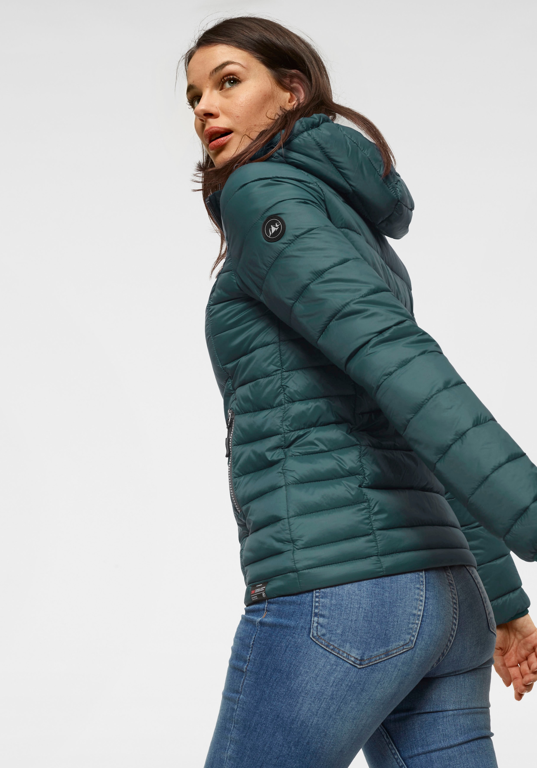 Polarino Steppjacke, mit Kapuze, Übergangsjacke für kühle Tage, aus leichtem Webmaterial