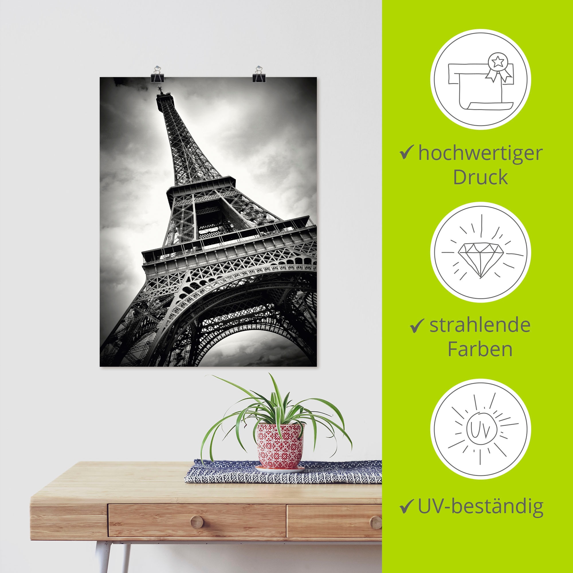 Artland Wandbild »Eiffelturm Paris« Gebäude 1 Stk. tlg. als Leinwandbild, Poster in verschied. Grössen