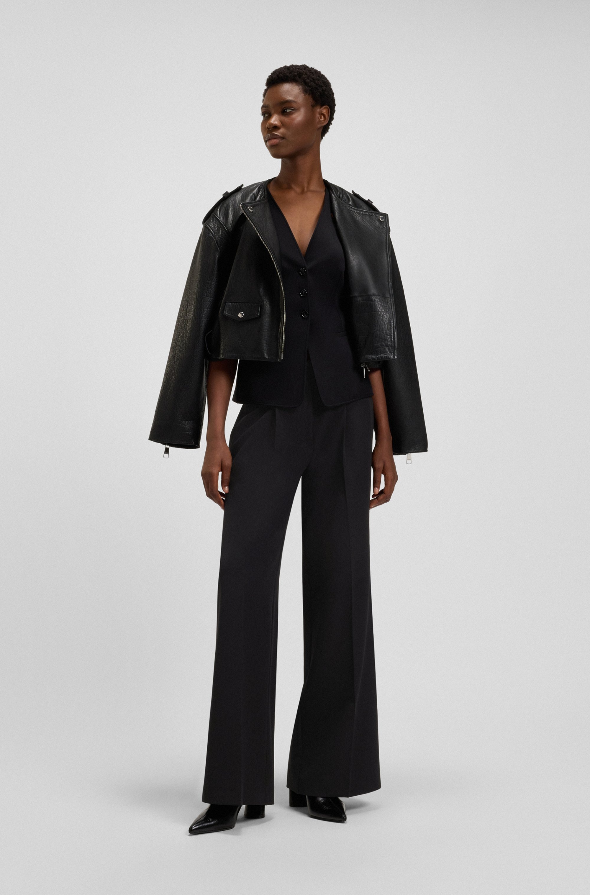 BOSS ORANGE Anzughose »Tiwi Premium Damenmode«  Wide Leg mit Bügelfalte