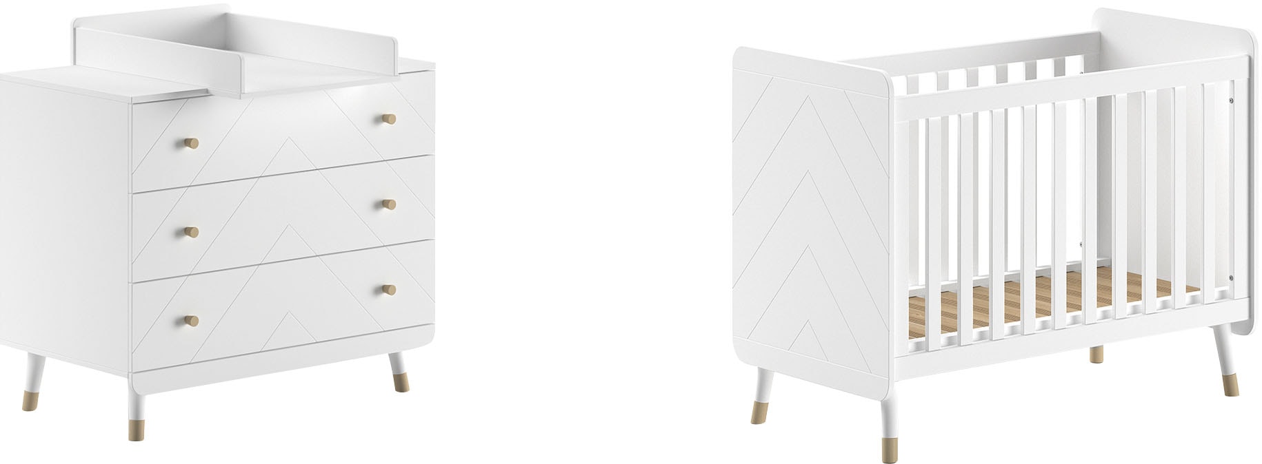 Vipack Ensemble de meubles pour bébé Fabriqué en Europe,  ensemble 3 pièces, offre tout pour la chambre d'enfant, finition laquée satin blanc