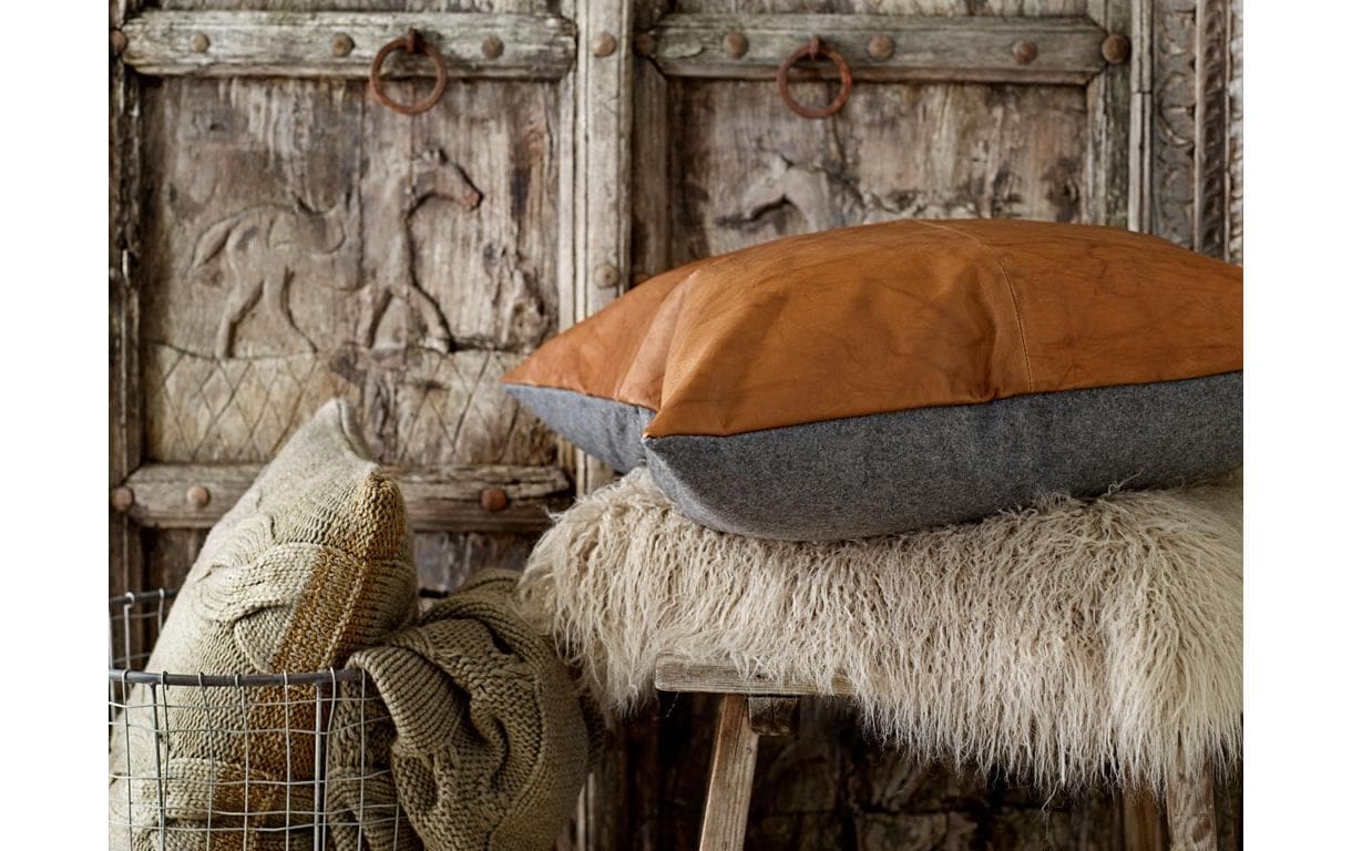 Södahl Dekokissen »Leder Lodge, 60 x 60 cm, Black / Tobacco«