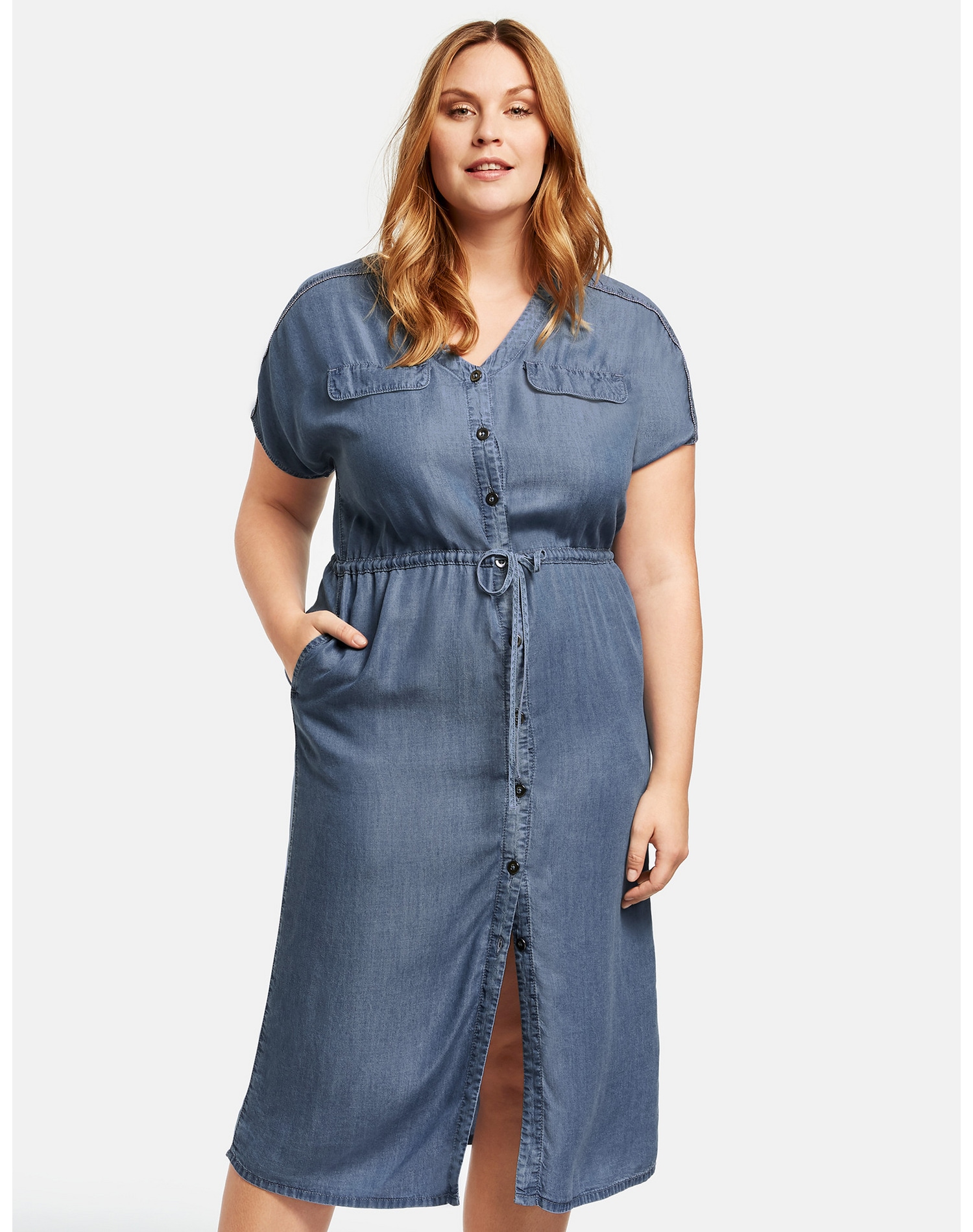 Kleid Langarm kurz »Midikleid im Denim-Look«