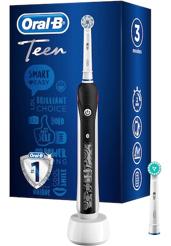 Oral B Elektrische Zahnbürste »Teen Black«, 2 St. Aufsteckbürsten, mit visueller... kaufen