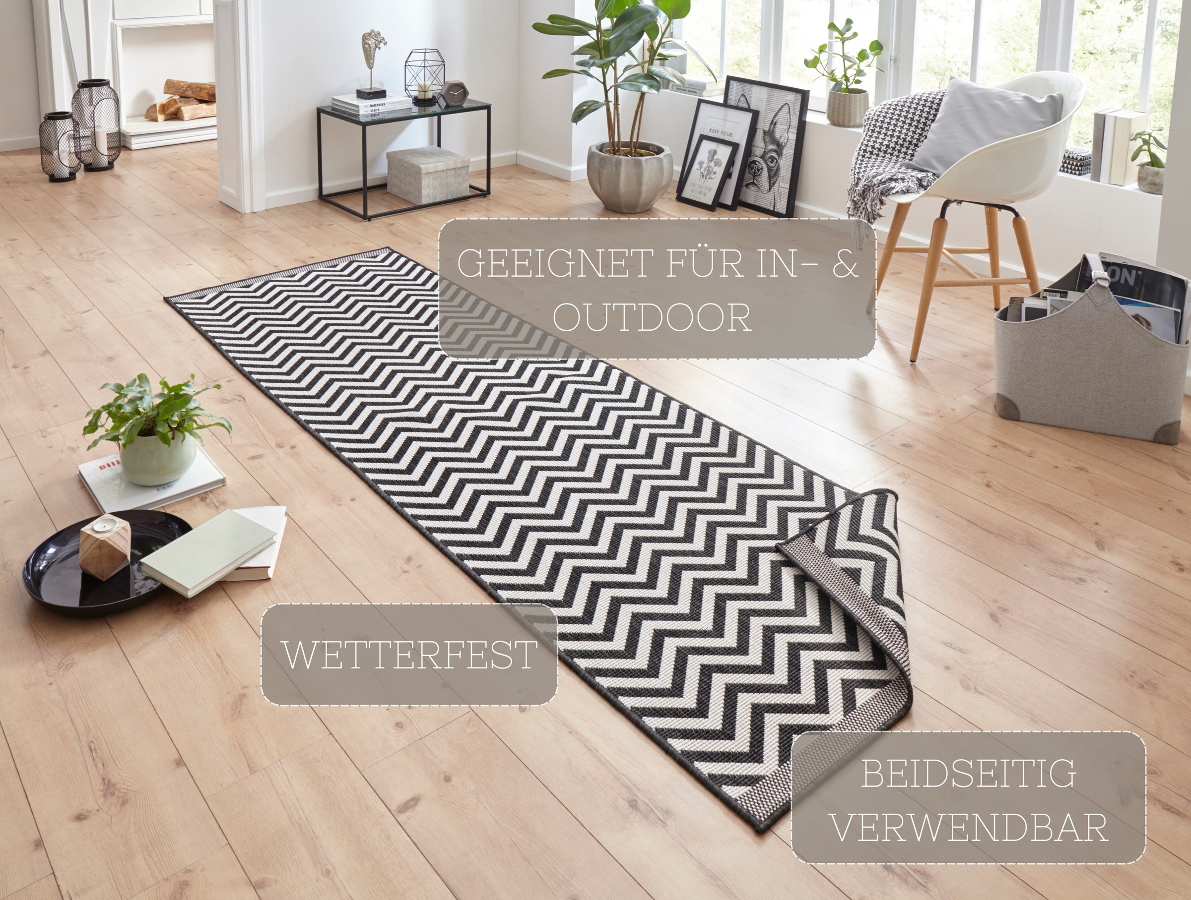 HANSE Home Teppich »Palma Wendeteppich«, rechteckig, 5 mm Höhe, In-& Outdoor, Wetterfest, Balkon, Läufer, Wohnzimmer, Wasserfest