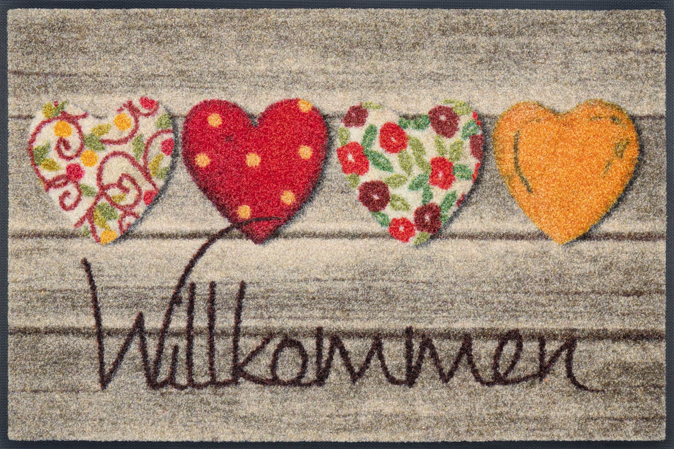 Image of wash+dry by Kleen-Tex Fussmatte "Willkommensgruss" rechteckig 7 mm Höhe