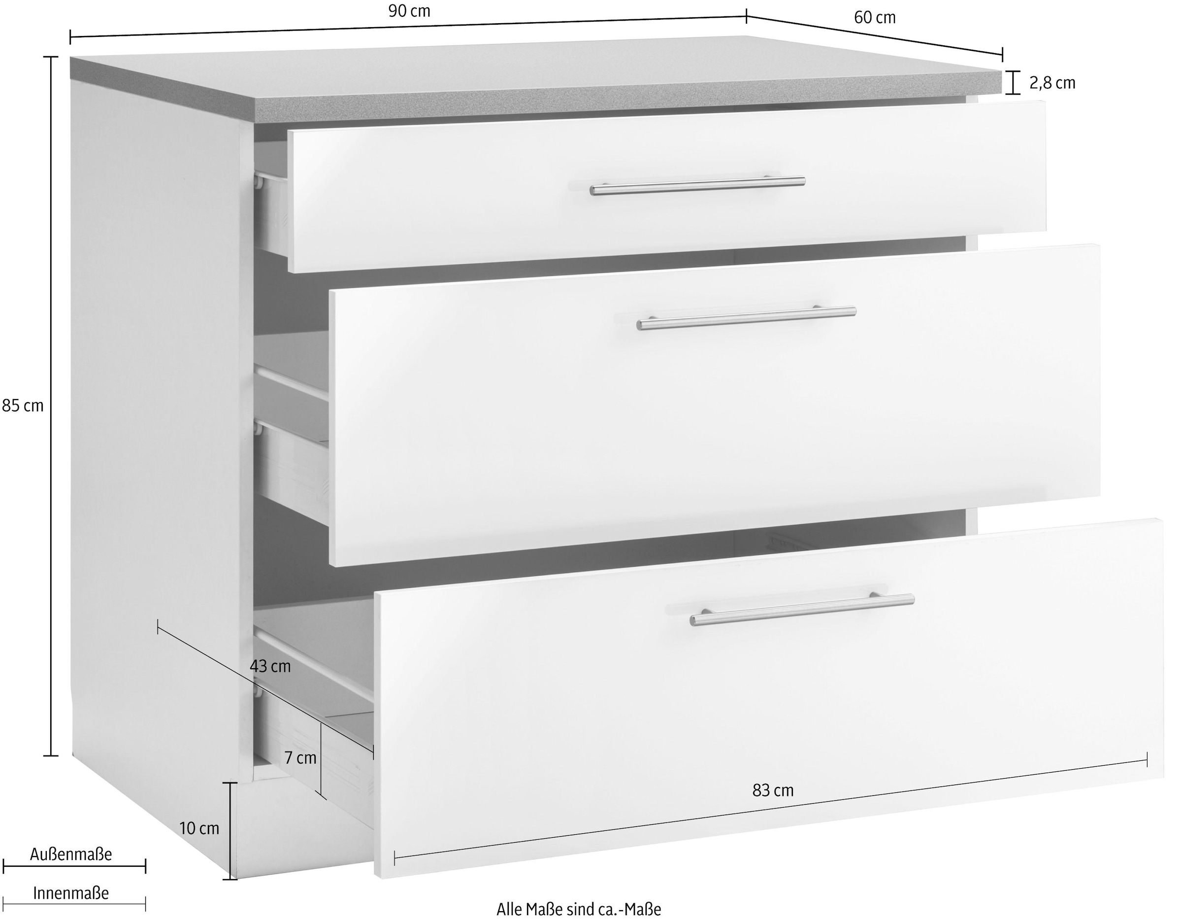 wiho Küchen Unterschrank »Cali«, 90 cm Auszügen grossen breit, mit kaufen 2