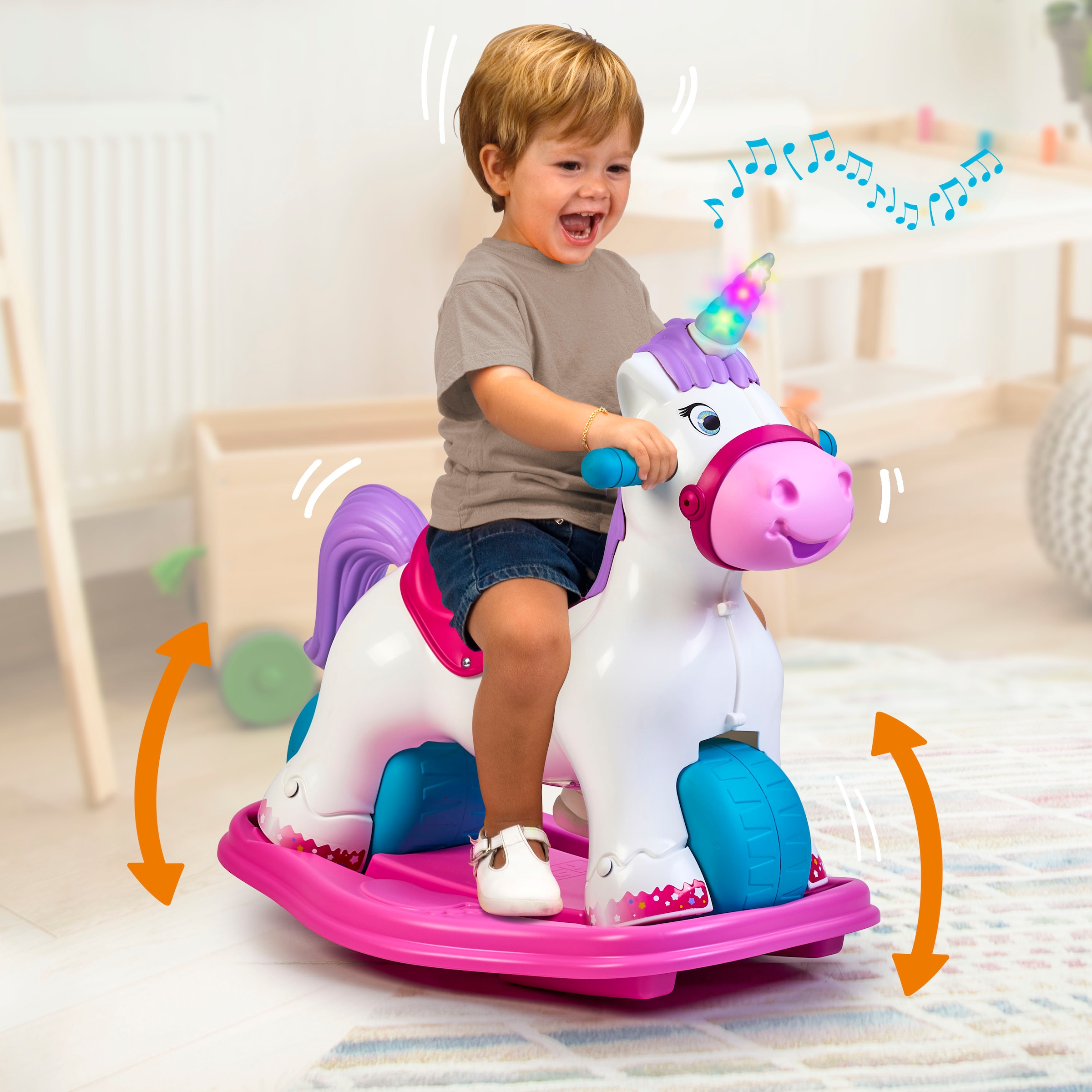 Feber® Schaukeltier »Feber Baby Unicorn 2in1« mit Licht- und Soundeffekt; Made in Europe