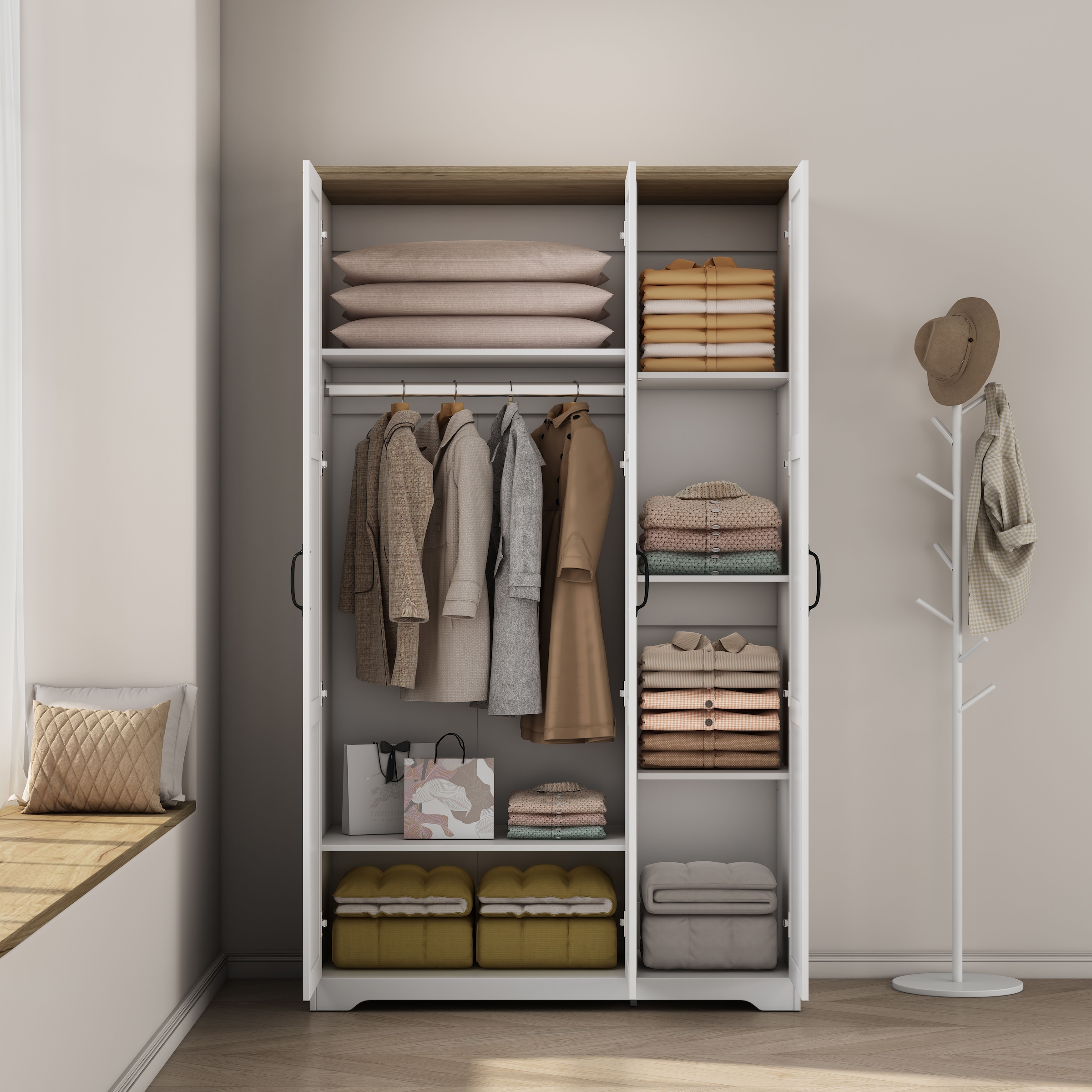 GOODproduct Kleiderschrank »Emmilia Schrank Schlafzimmerschrank im Landhaus Design« Mit vielen Einlegeböden und Softclose,  Landhaus Schrank mit  3 Türen Breite 113,4cm, Höhe 2m