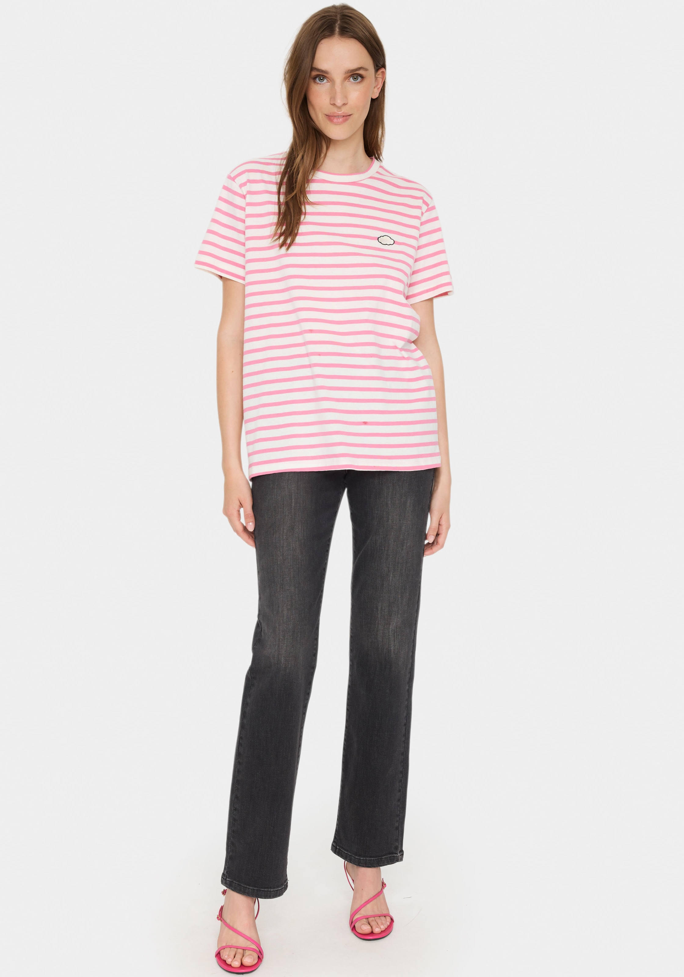 Saint Tropez T-Shirt »GanikaSZ T-Shirt« mit kleiner Stickerei