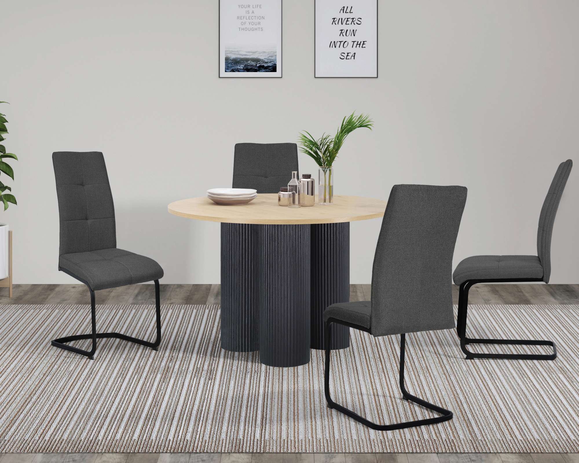 GOODproduct Chaise de salle à manger »Calgoty« (Ensemble) 2 cuisFreischwinger
