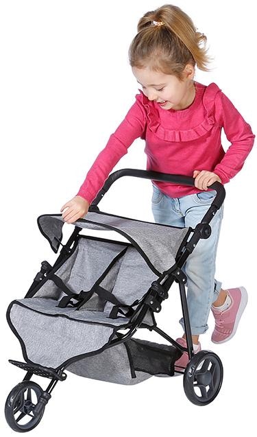 Knorrtoys® Puppen-Zwillingsbuggy »Duo - Jeans Grey«