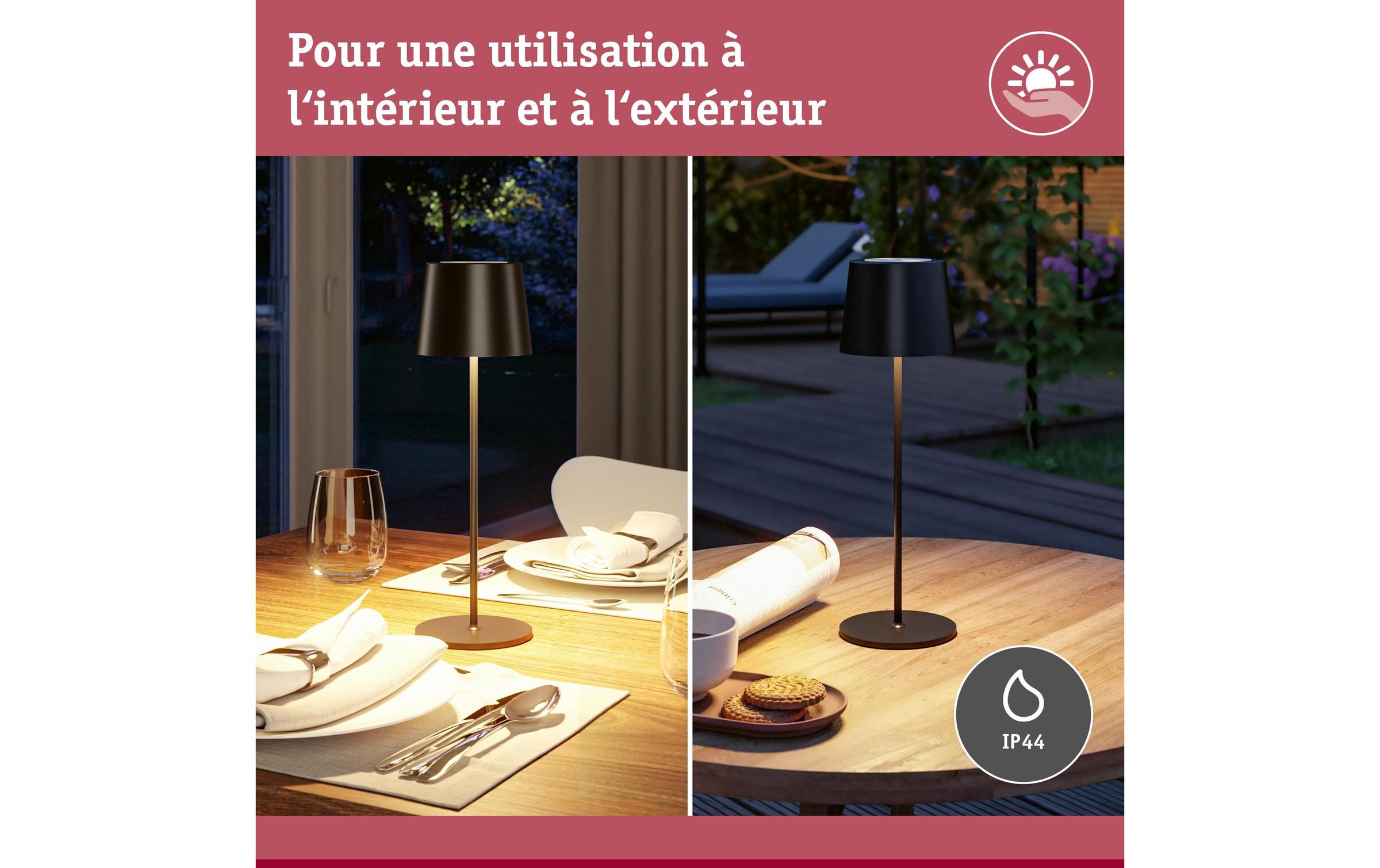 Paulmann Lampe de table extérieure LED »Akkuleuchte Gilo IP44 dimmbar« 1 cuis