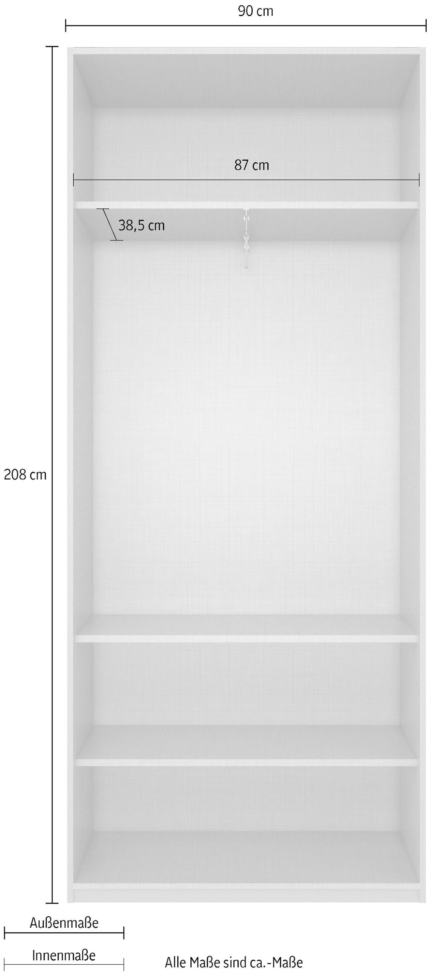 Wimex Armoires à vêtements »Mugano,in 5 Breiten,2 Höhen,2 Tiefen, viele Farben, Made in Germany« in Basic oder Premium Ausstattung,  mit langen Griffen aus Metall, mit oder ohne Spiegel