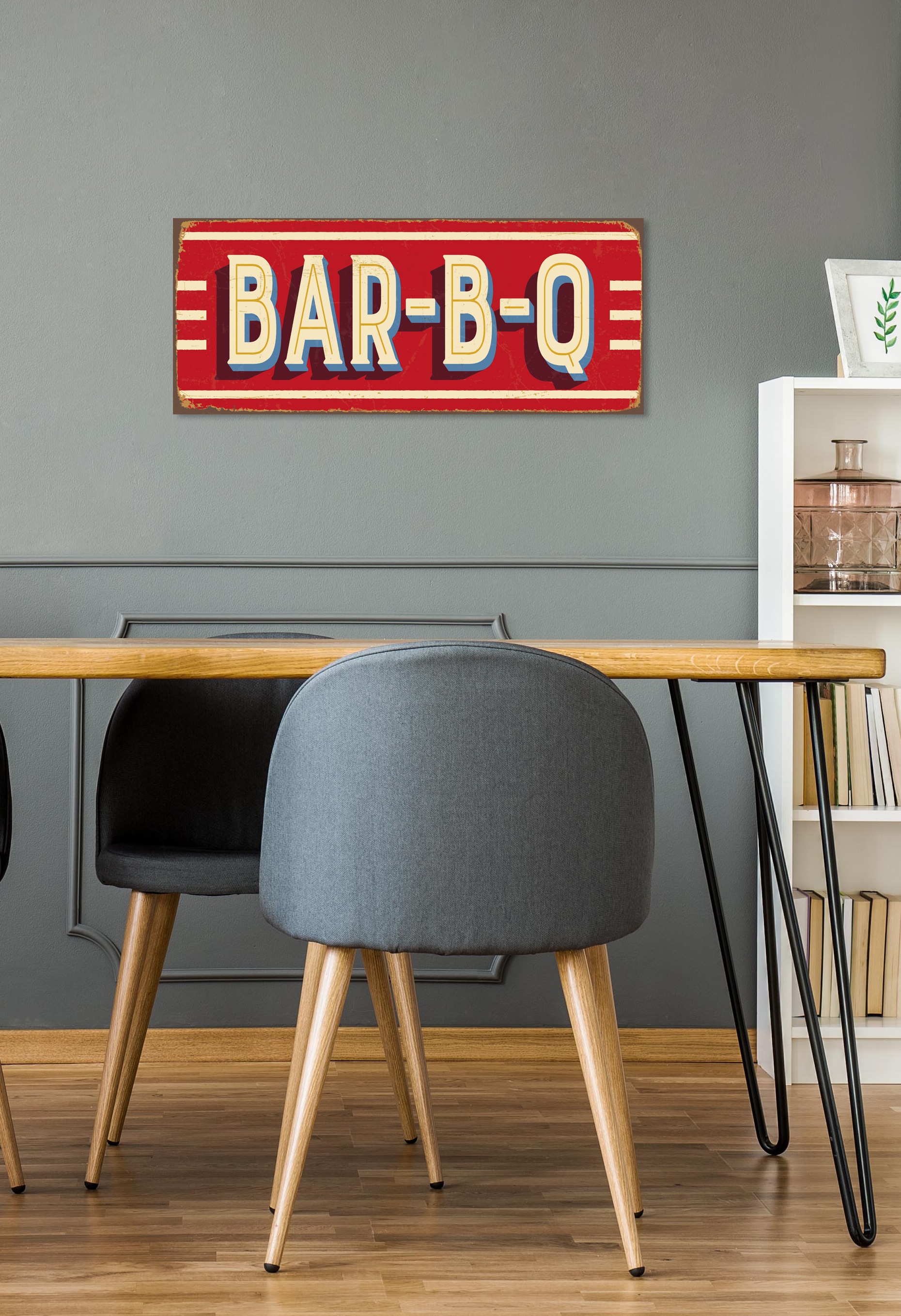 queence Tableau métallique »BAR-B-Q« Schriftzug, Stahlschilder
