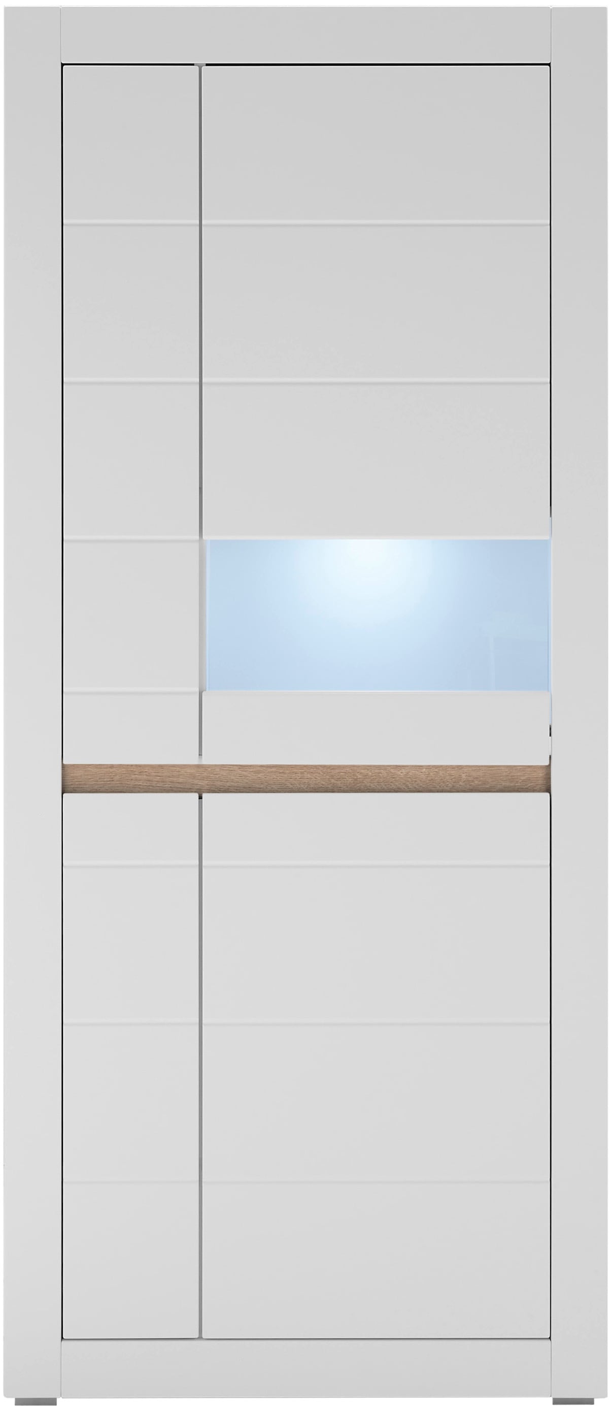 INOSIGN Vitrine »Chester, Hochschrank mit Stauraum, Glasvitrine, Anrichte, Weiss Matt«, (1 St.), austauschbare Blende in der Griffleiste, zeitloses Design, 85 cm breit