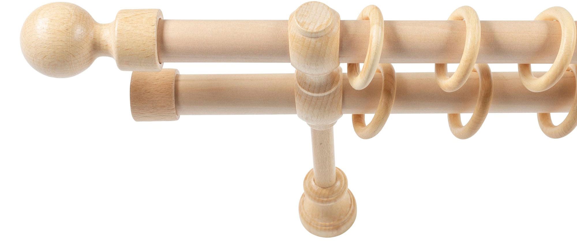 SN DECO GROUP Gardinenstange »Giro«, 2 läufig-läufig, Fixmass, 28 mm, Holz, verschiedene Längen und Farben, Komplettset
