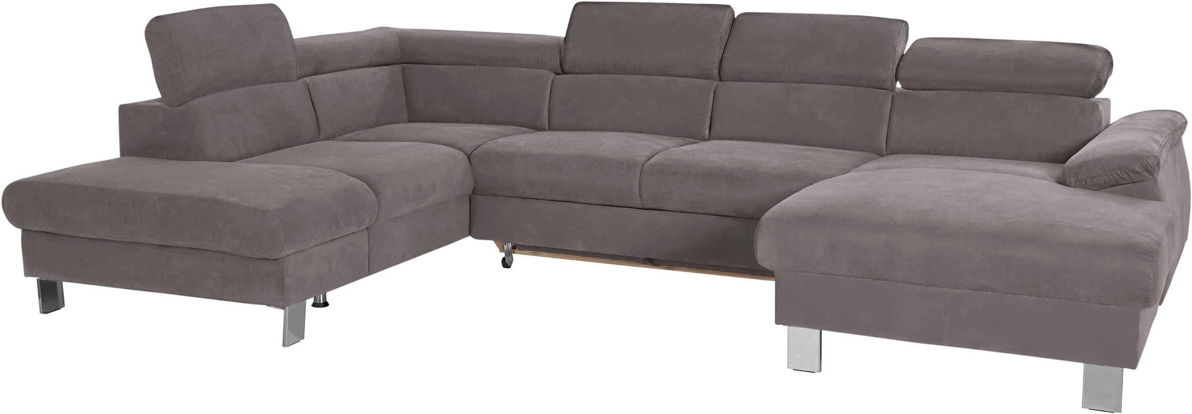 COTTA Polstergarnitur »Komaris U-Form«, (Set), Set bestehend aus: Wohnlandschaft mit Kopfteilverstellung & Hocker