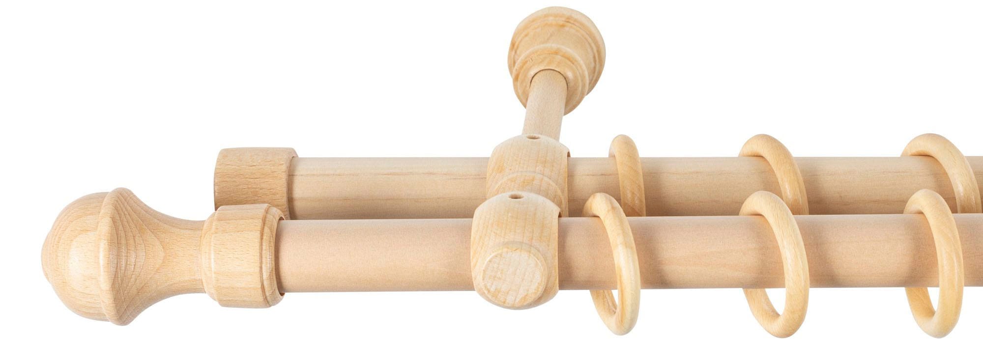 SN DECO GROUP Tringle à rideaux »Ares« 2 läufig-läufig Fixmass 28 mm, Holz, verschiedene Längen und Farben, Komplettset