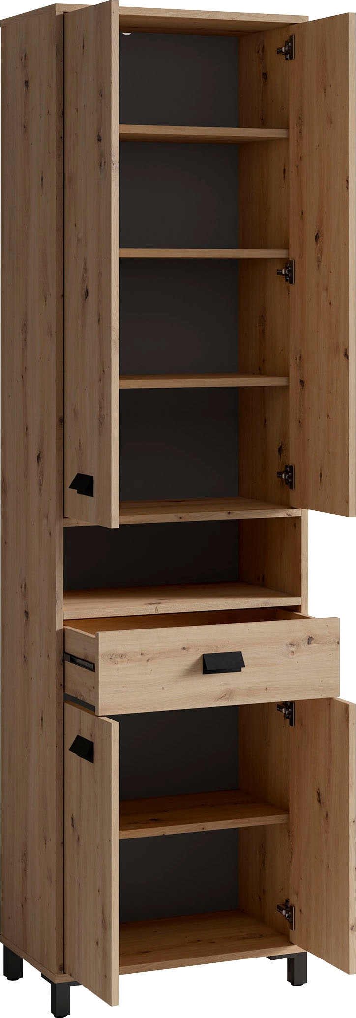 byLIVING Hochschrank »Wellness« Badezimmer Hochschrank mit 4 Türen und Schubkasten für viel Stauraum