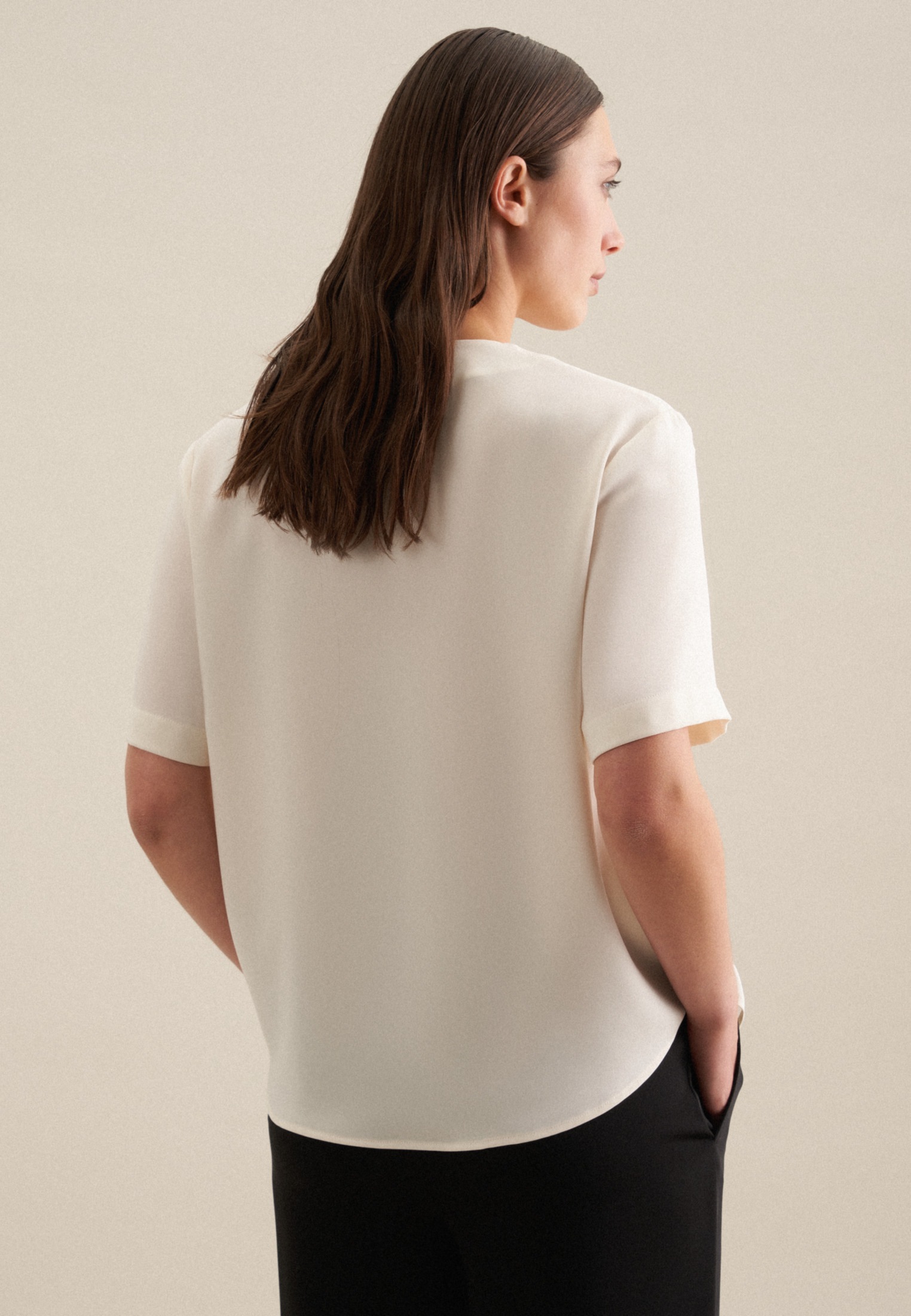 seidensticker Shirtbluse »Schwarze Rose«, Kurzarm V-Neck Uni