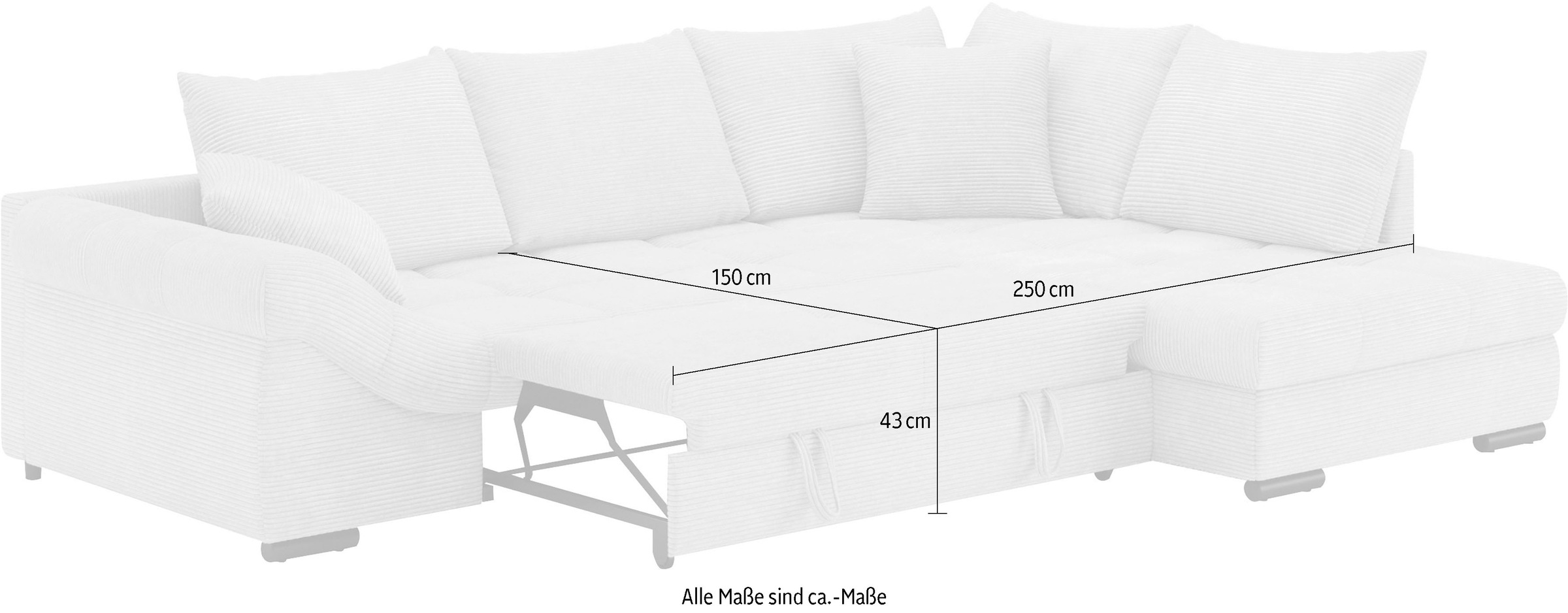 Mr. Couch Ecksofa »Allegro, L-Form«, mit Hochschläfer-Bettauszug, wahlweise mit Kaltschaum