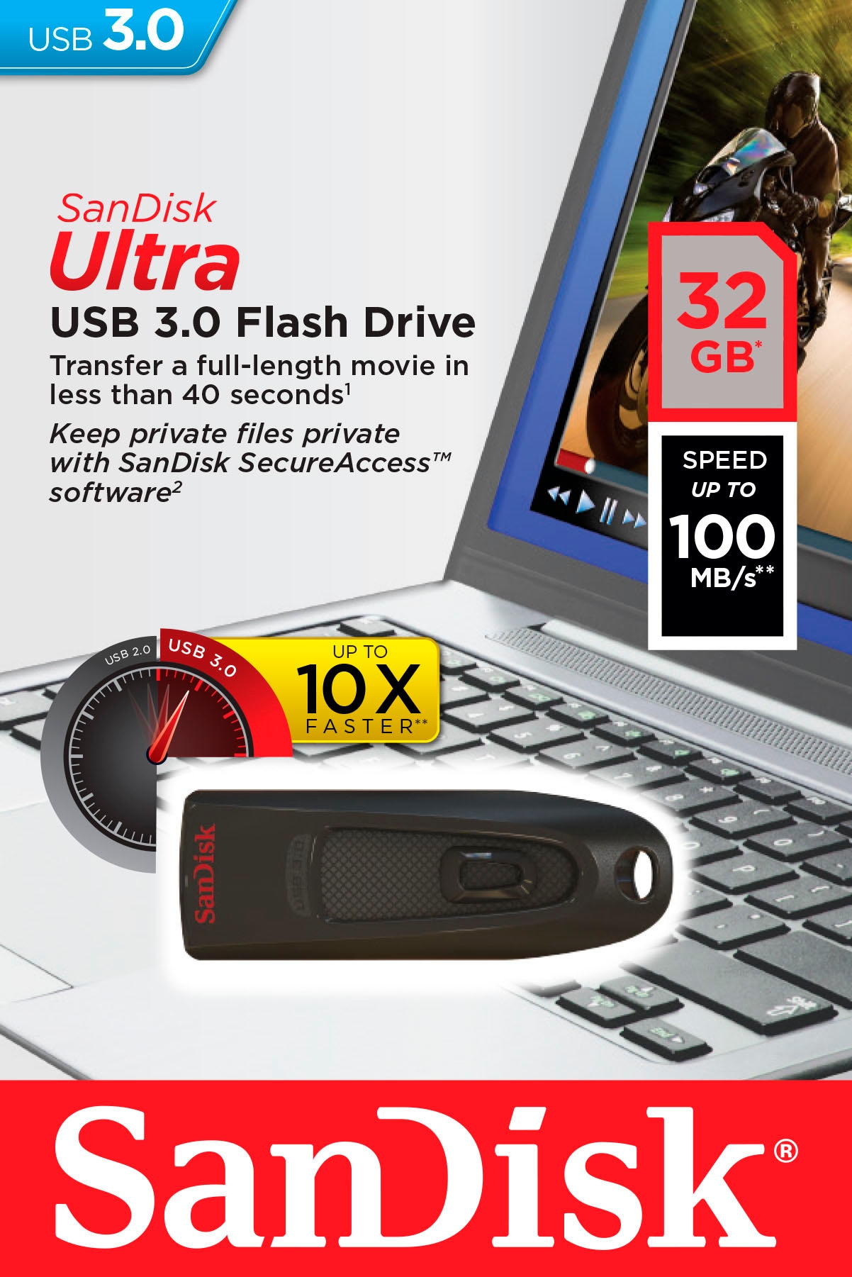 Sandisk USB-Stick »Ultra USB 3.0«, (USB 3.2 Lesegeschwindigkeit 130 MB/s)