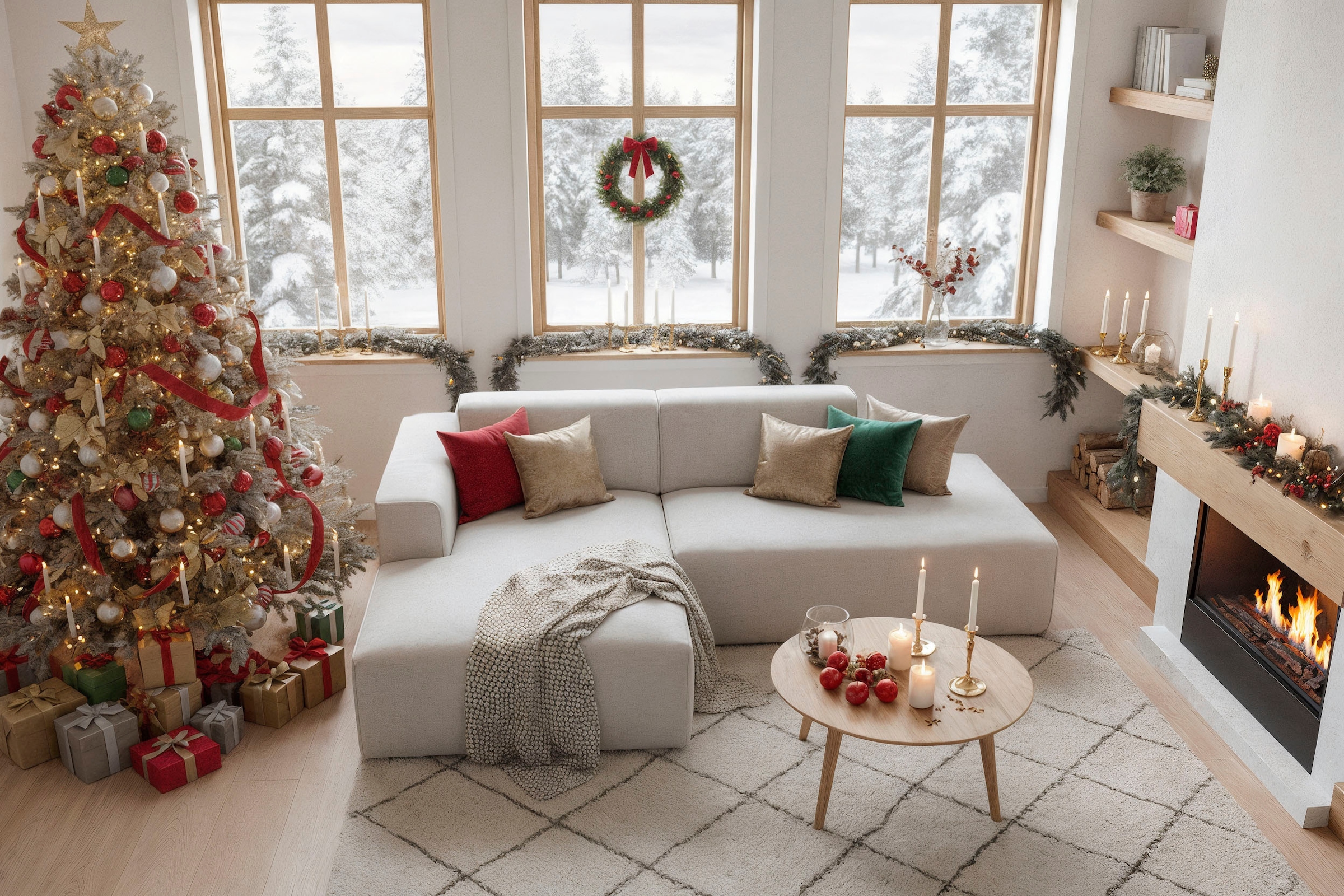 andas Canapé d'angle »Noord mit Kedernaht, Breite 227 cm, L-Form« Cord, Struktur, Webstoff, mit Wellenunterfederung, Massivholzrahmen