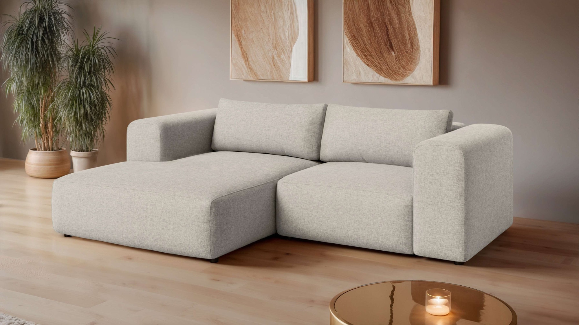 GOODproduct Ecksofa »TIARRA Design-Sofa mit Ottomane recht/links bestellbar, Breite 241 cm« L-Form mit hochelastischer Schaum und Wellenunterfederung