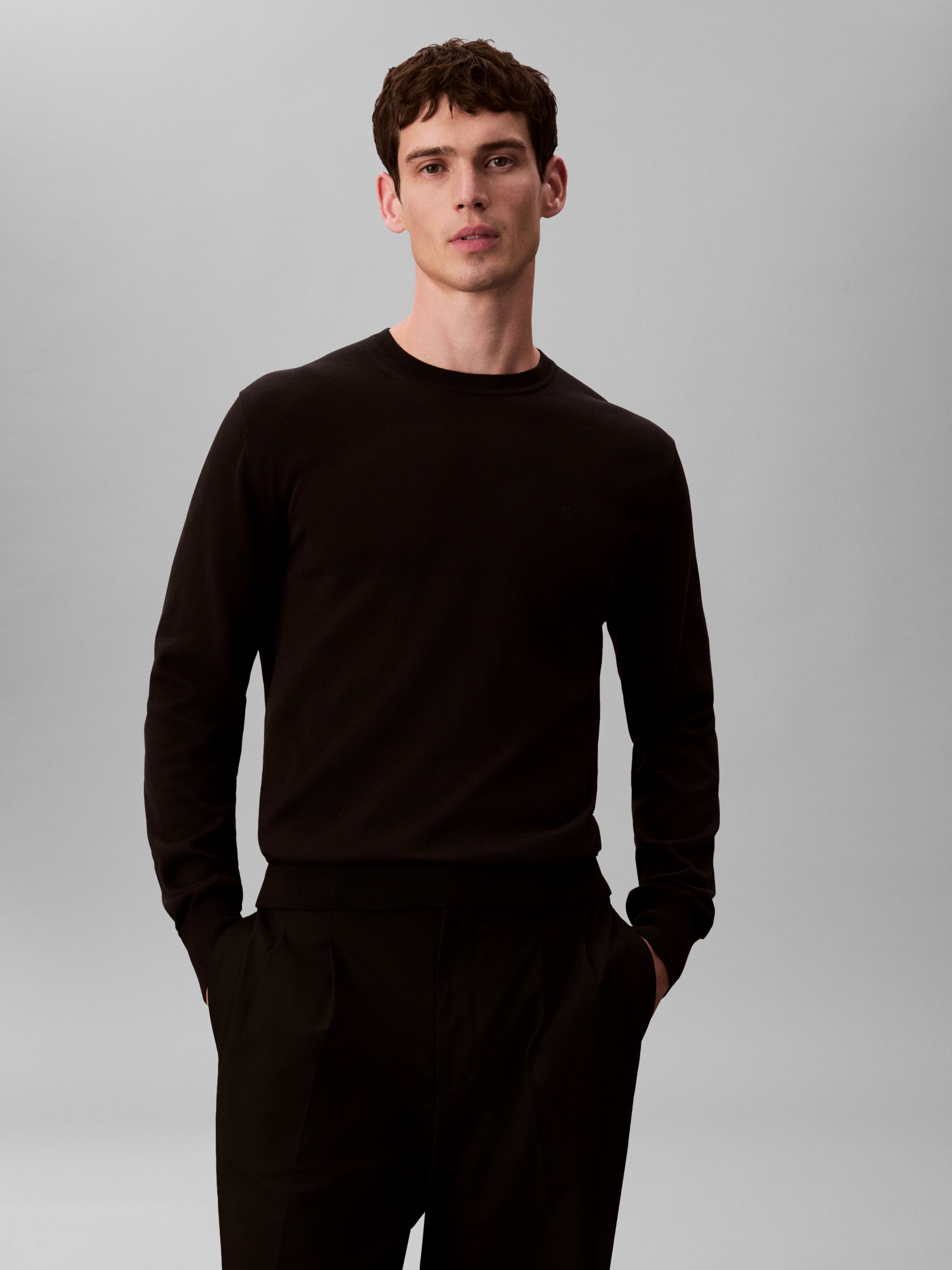 Calvin Klein Pull en tricot »LS SUPIMA COTTON CREW 14GG« avec encolure ronde