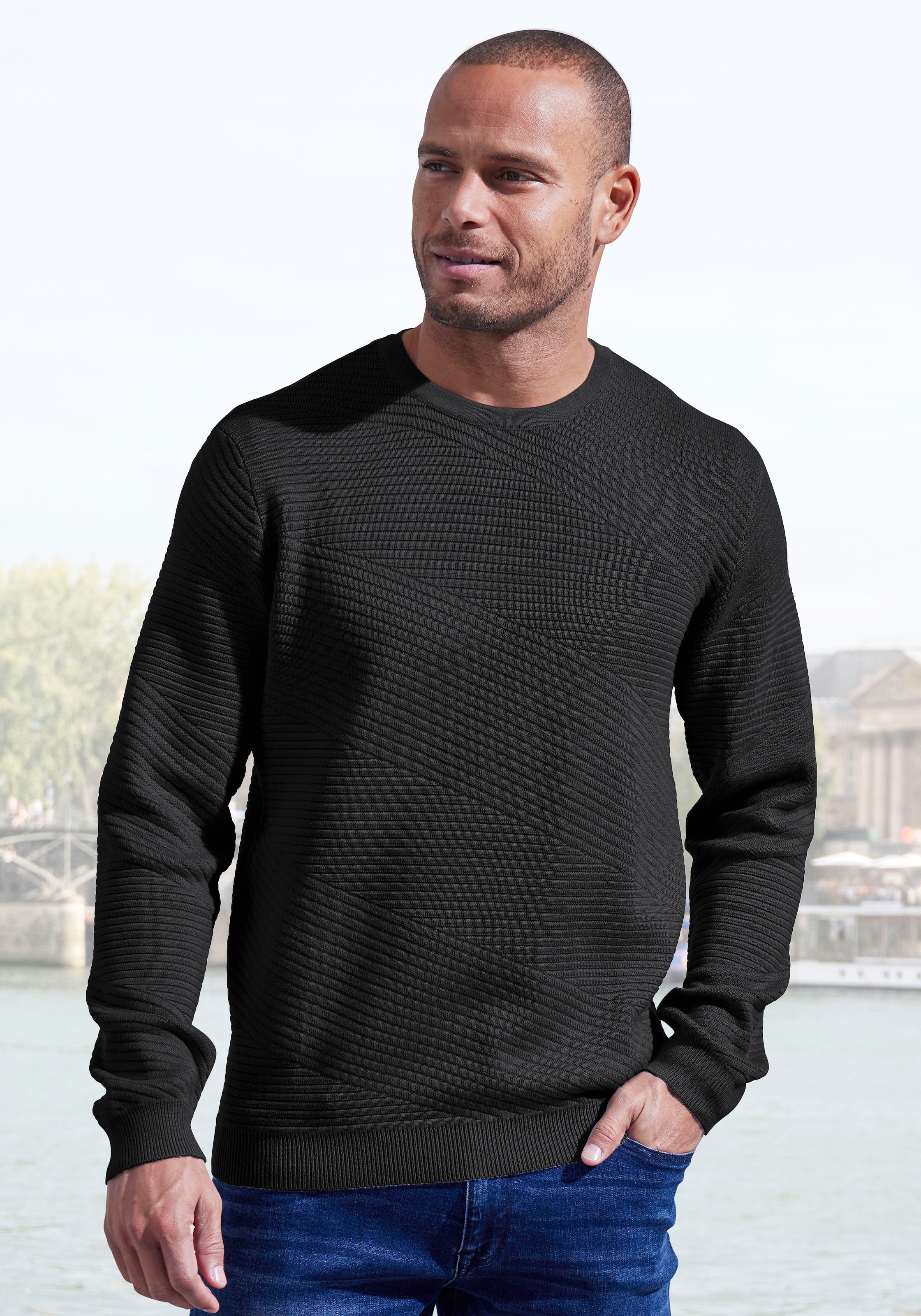 John Devin Strickpullover Pullover aus weichem Strukturstrick